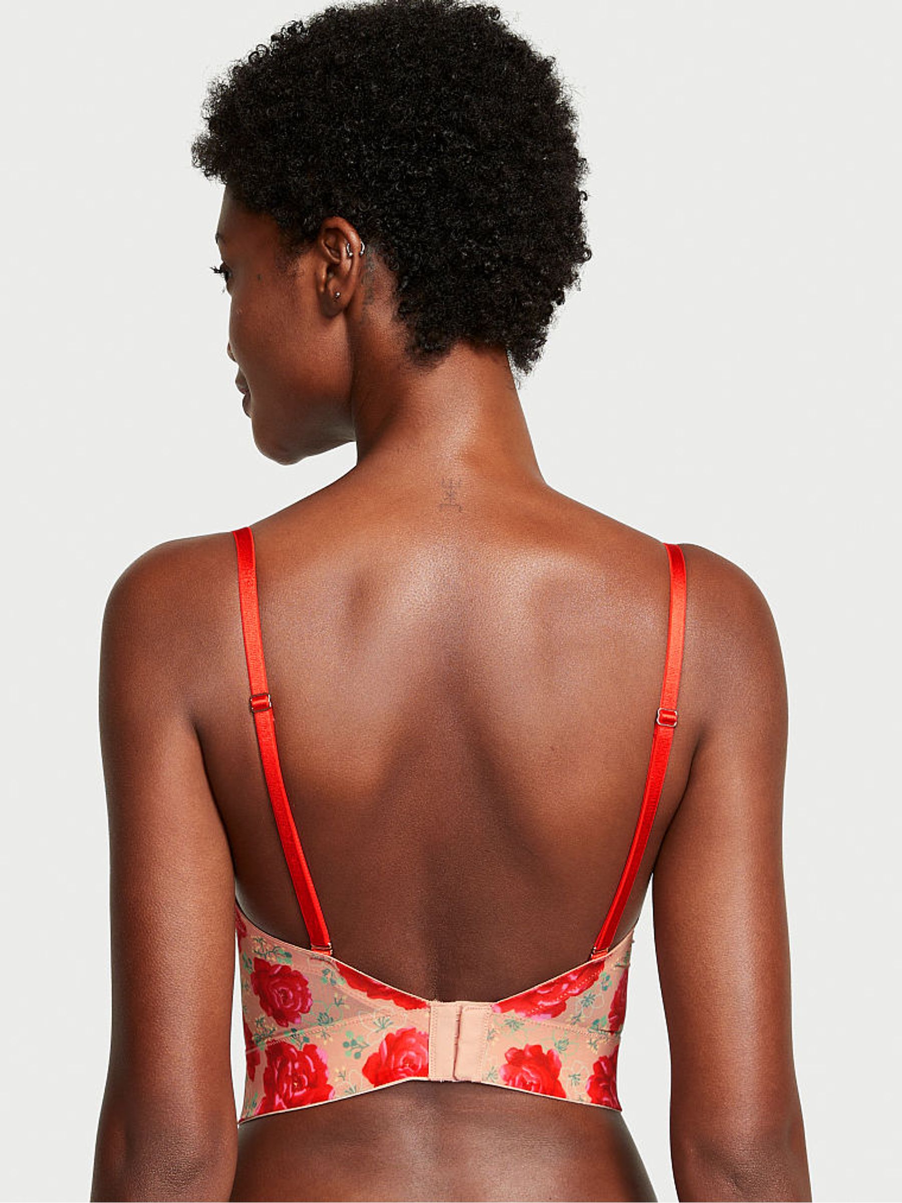 Tomato Red Embroidered Illuminating Blooms Corset Bra Top - Image 2 of 3