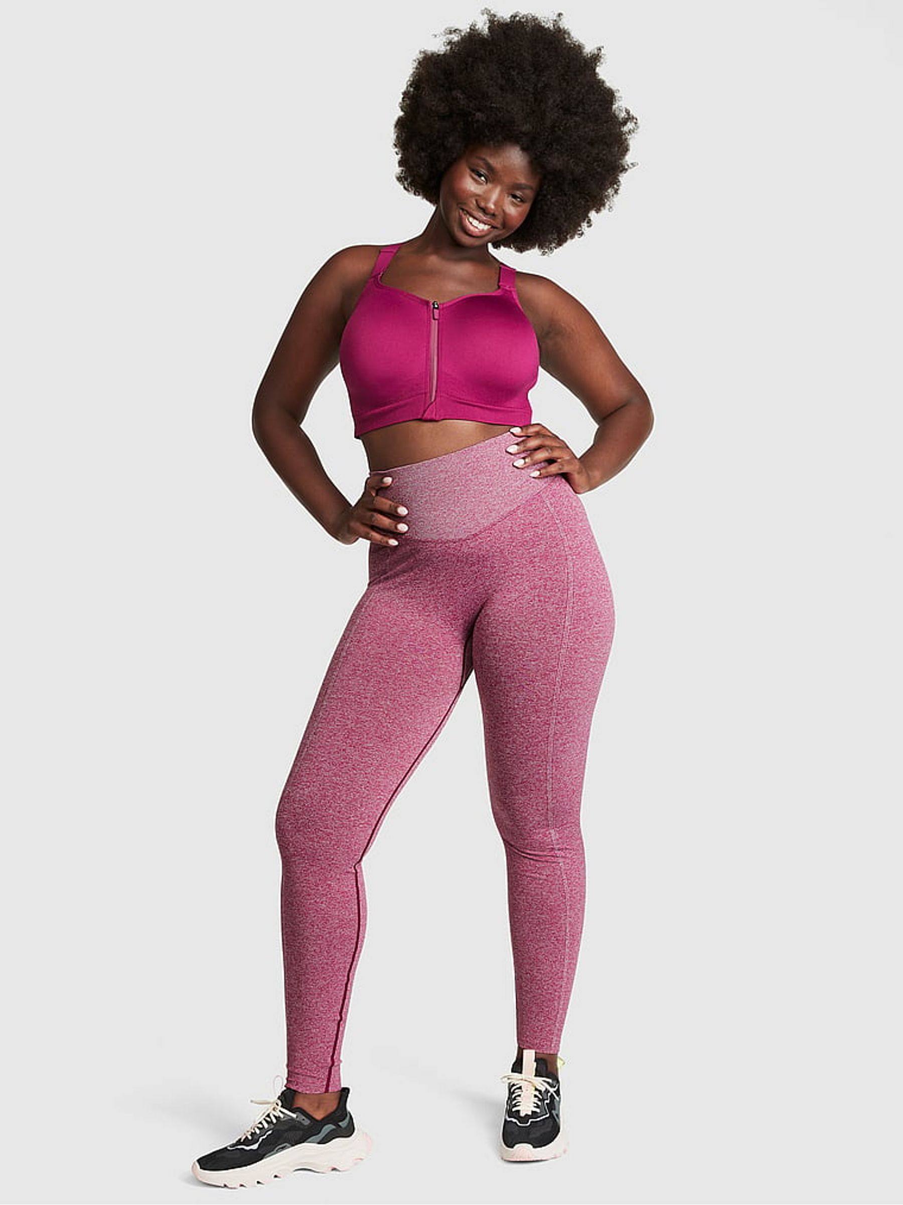 Vivid Magenta Pink Marl Logo Legging - Image 1 of 4