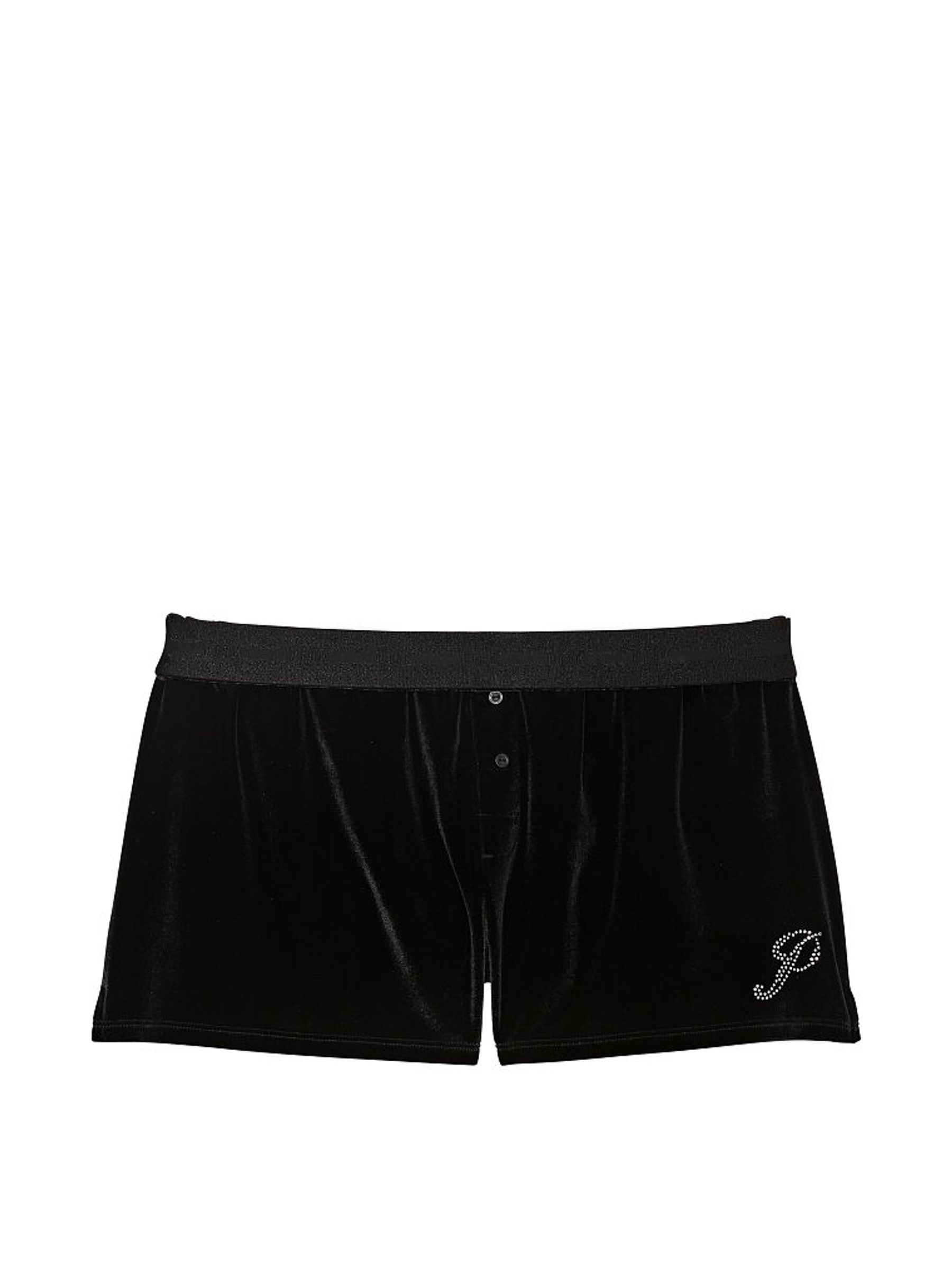 Pure Black Diamante Velvet Pyjama Shorts - Image 3 of 3