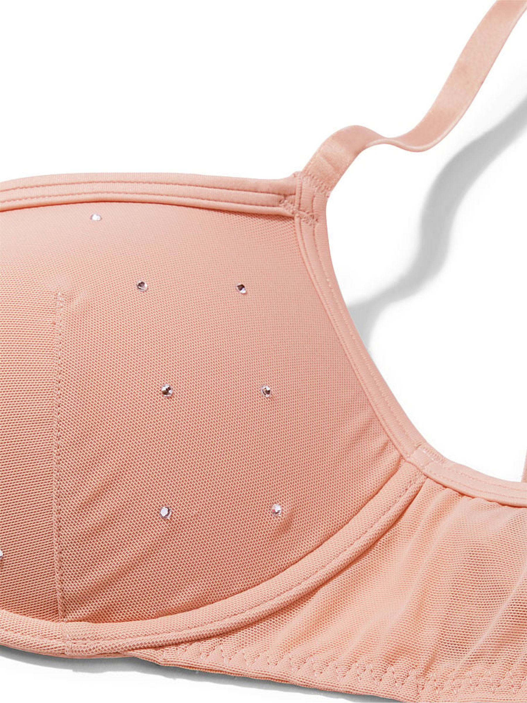 Macaron Nude Shine Flocked Mesh Push Up Bralette - Image 4 of 4