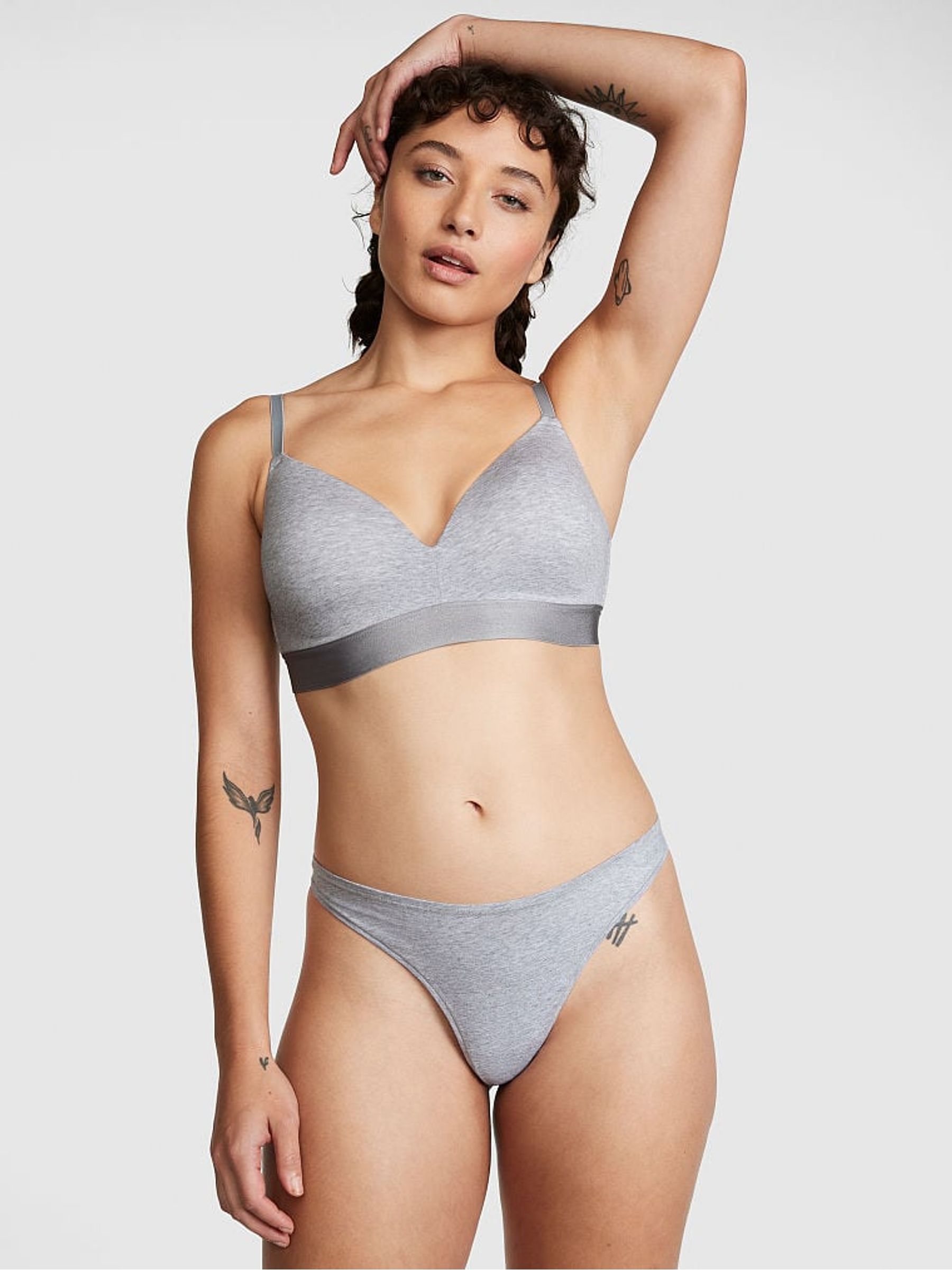 Medium Heather Grey Non Wired Lightly Lined Cotton Bra - Image 1 of 4