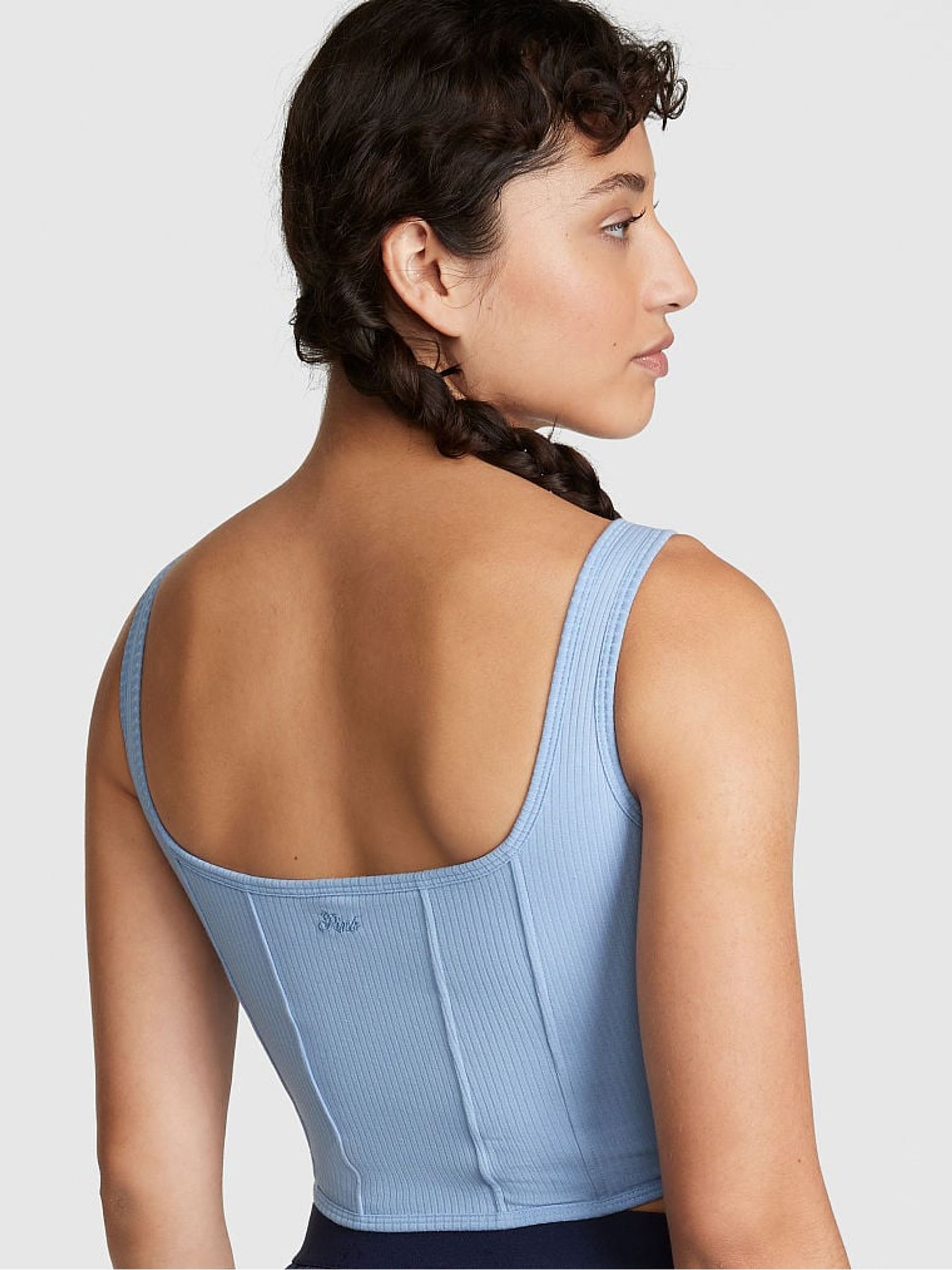 Harbor Blue Cotton Corset Bralette - Image 2 of 4