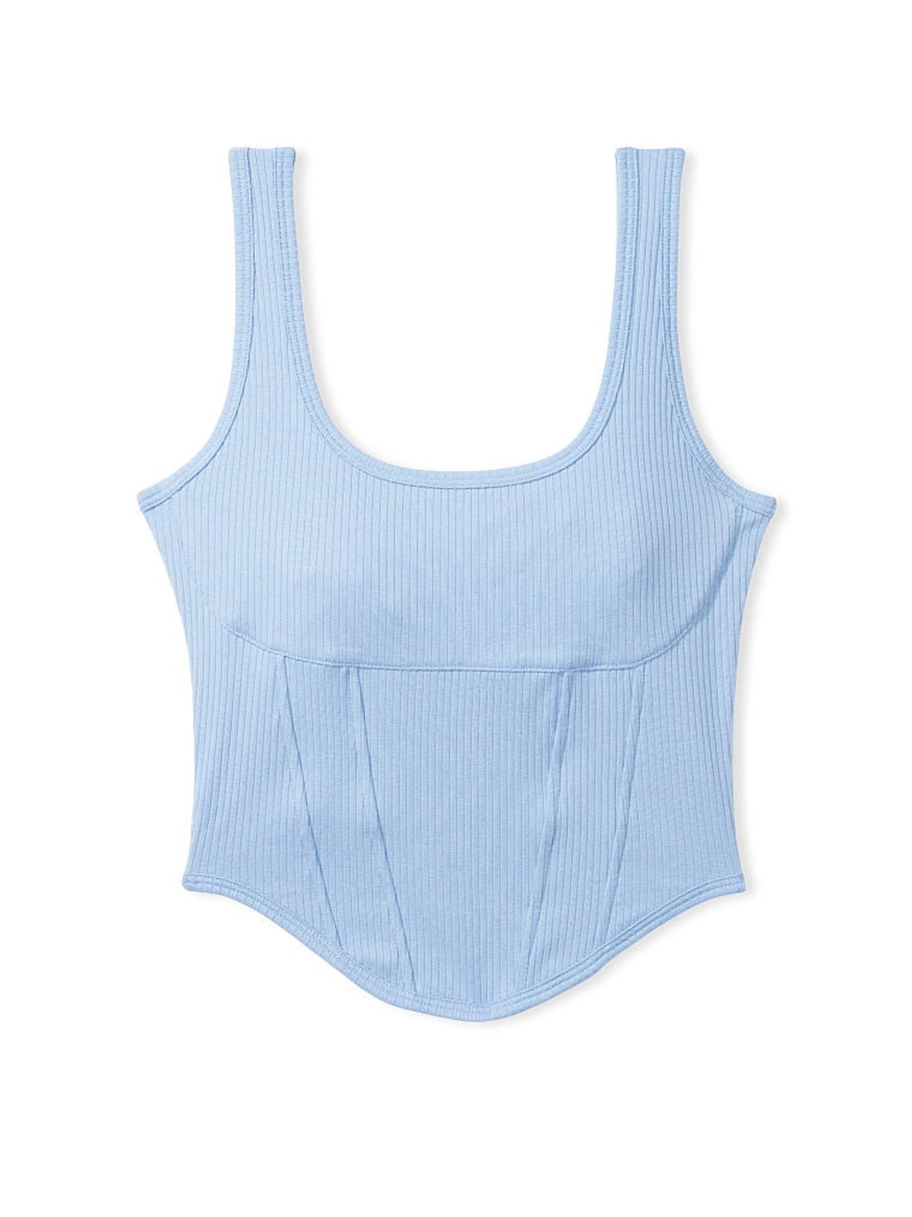 Harbor Blue Cotton Corset Bralette - Image 4 of 4