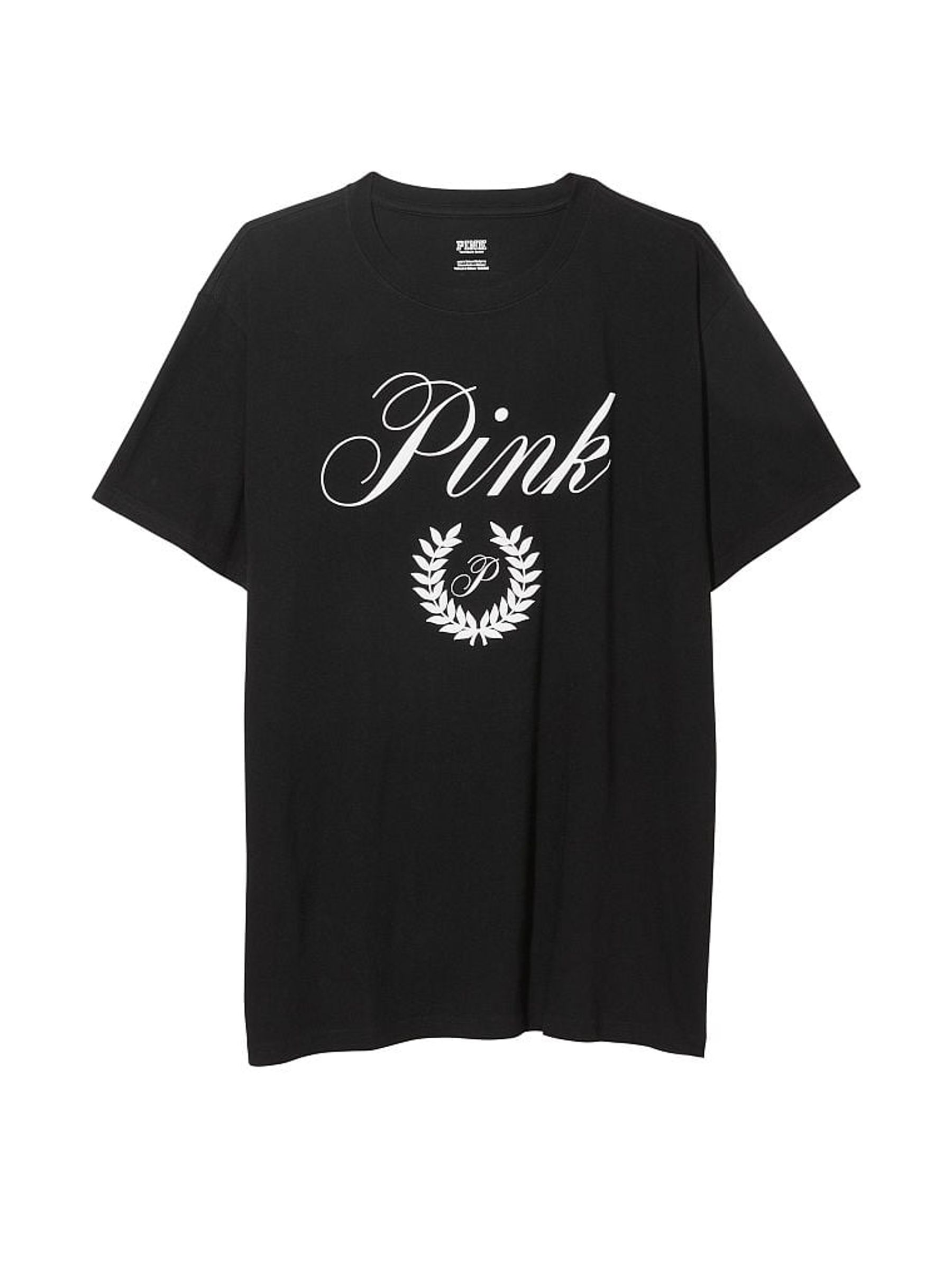 Pure Black Short Sleeve Long Sleeve Oversized Campus T-Shirt - Image 1 of 1