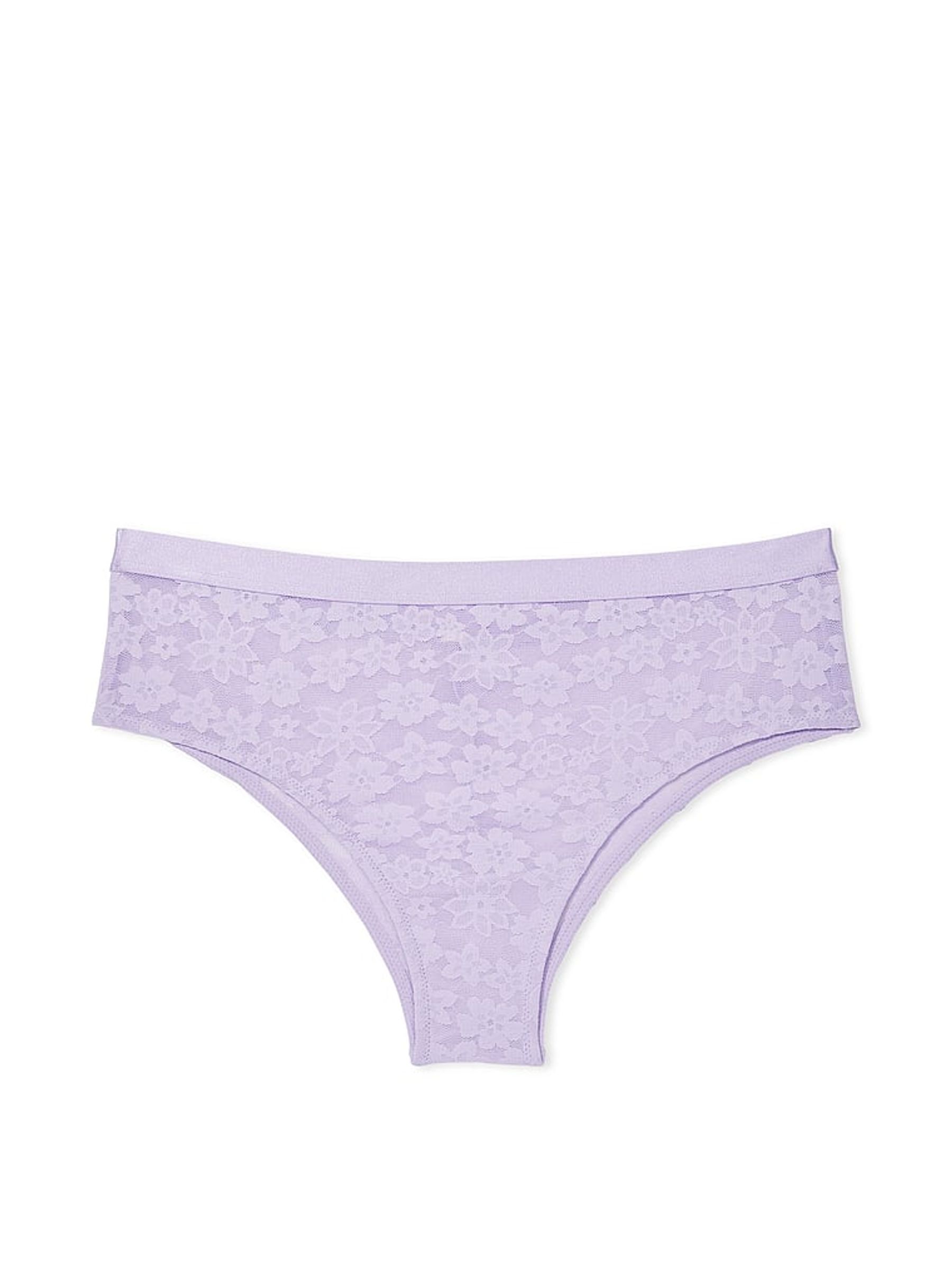 Pastel Lilac Purple Tossed Floral Lace Cheekster Knickers - Image 3 of 3