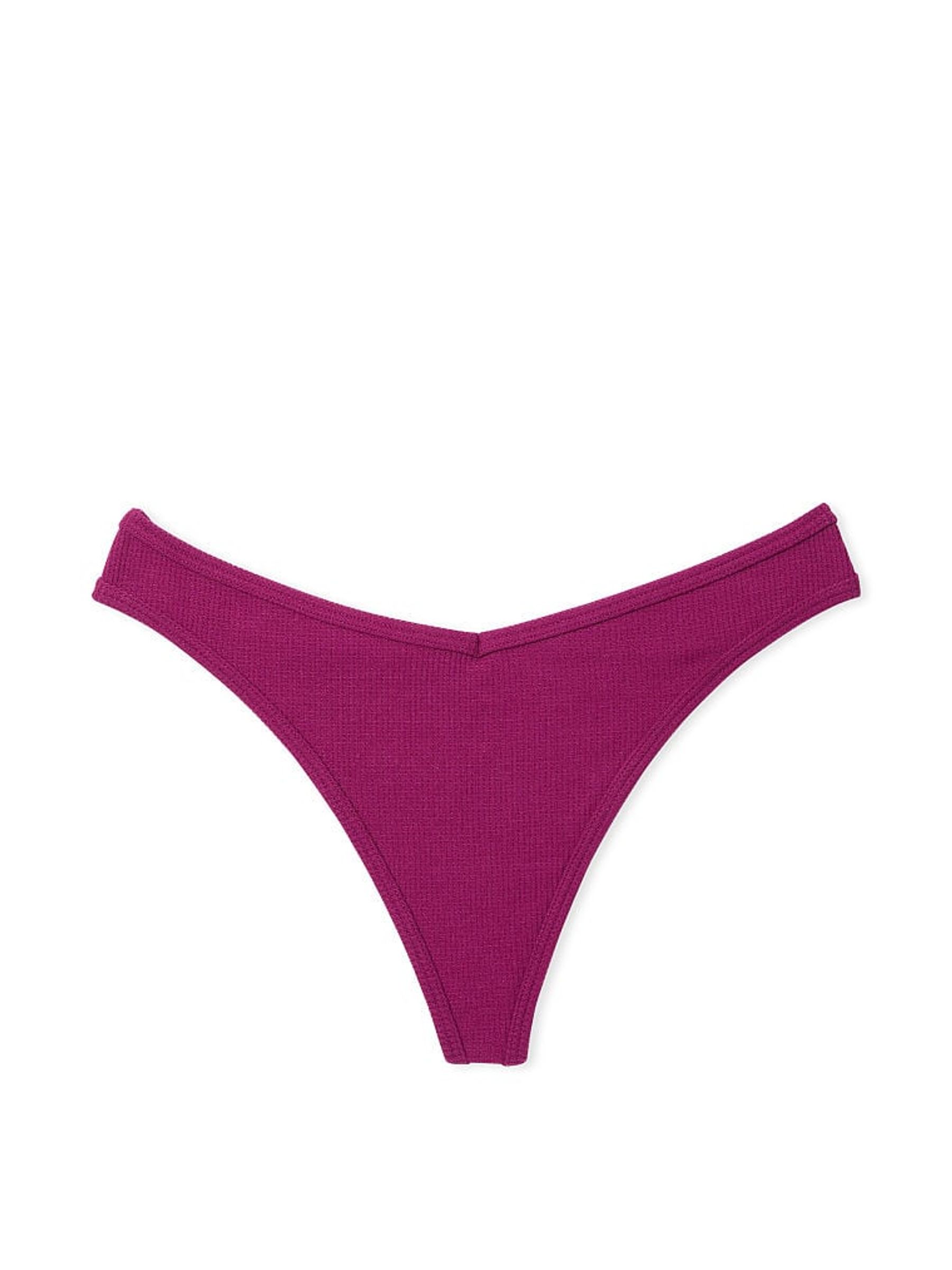 Vivid Magenta Pink Waffle Cotton Thong Knickers - Image 3 of 3