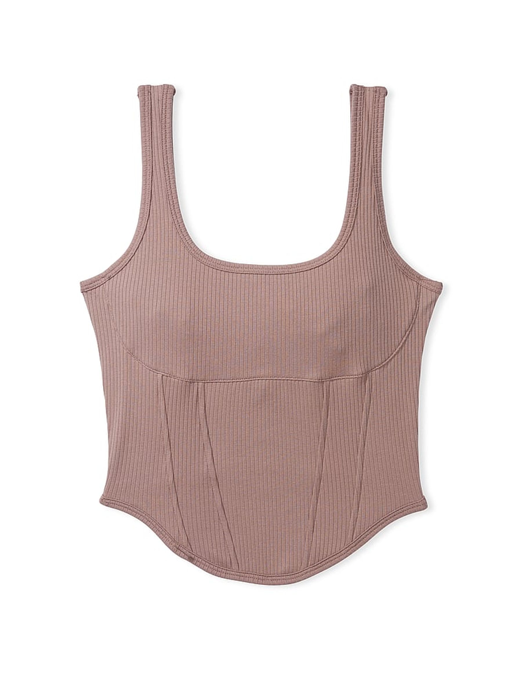 Iced Coffee Brown Cotton Corset Bralette - Image 4 of 4