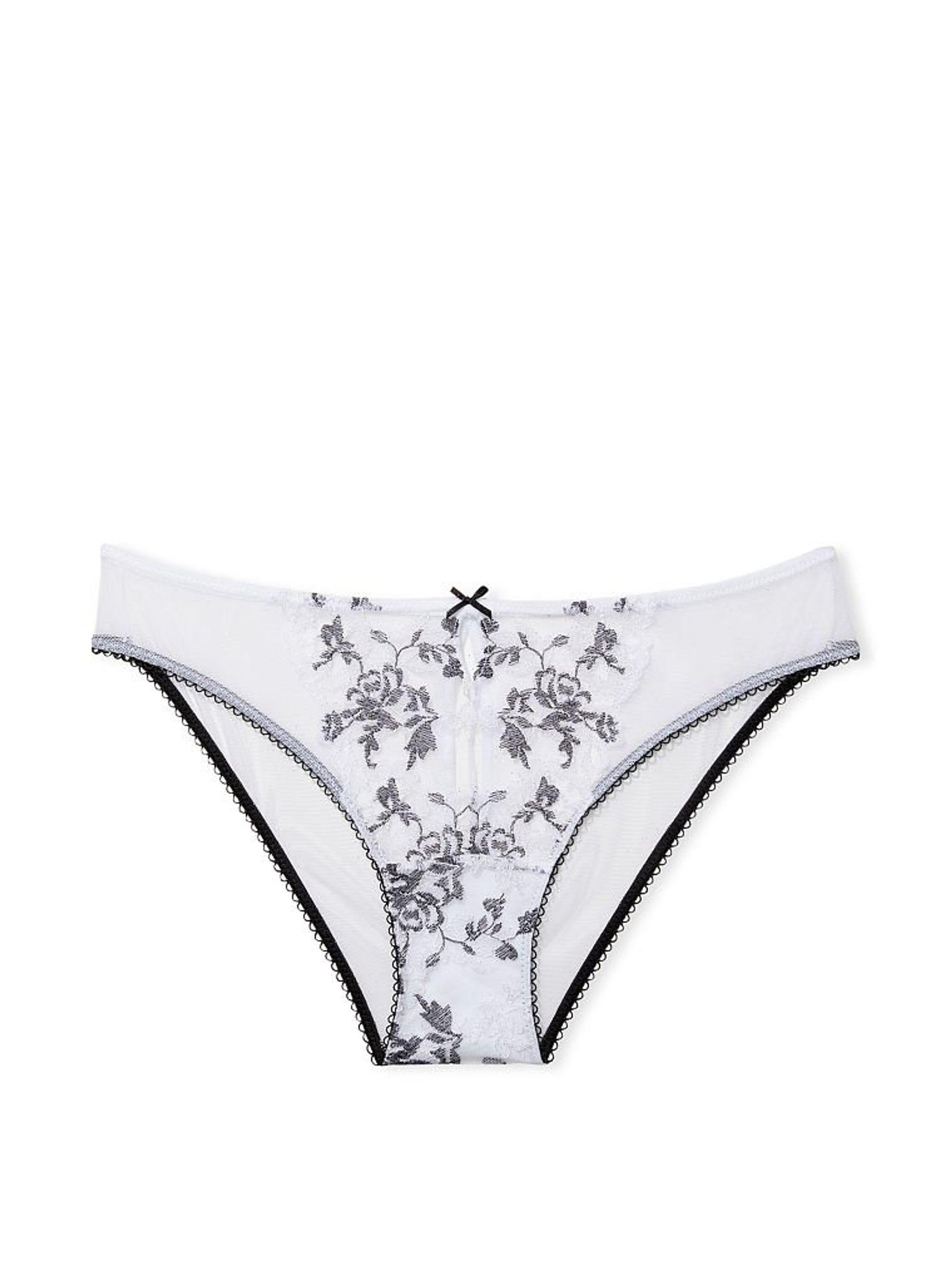 Black & White Embroidered Lace Keyhole Cheekini Panty - Image 3 of 5