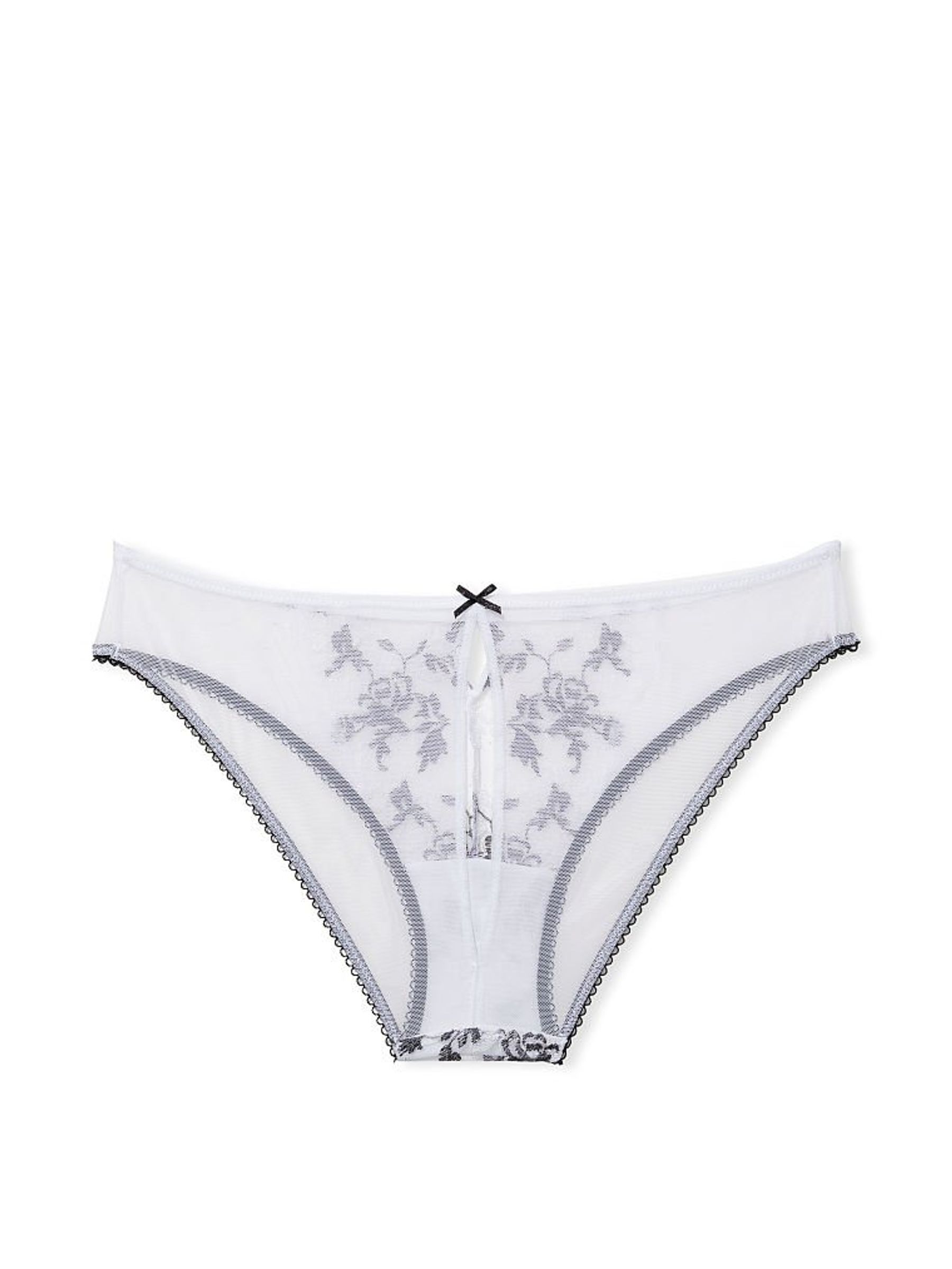 Black & White Embroidered Lace Keyhole Cheekini Panty - Image 4 of 5