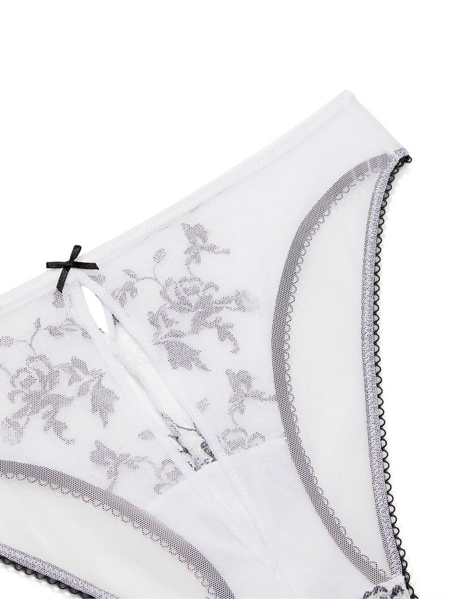Black & White Embroidered Lace Keyhole Cheekini Panty - Image 5 of 5