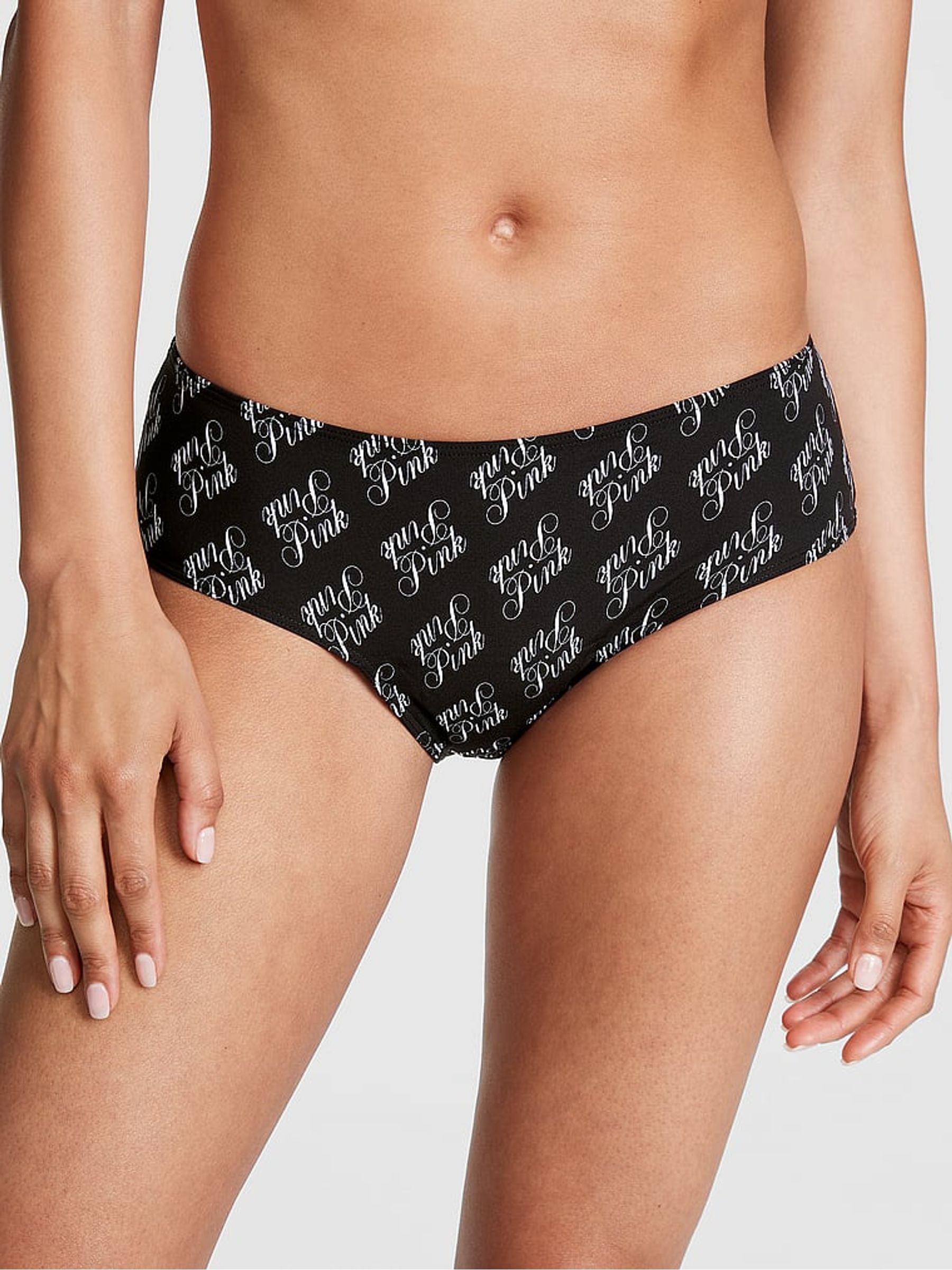 Pure Black Script Print Hipster Period Pant Knickers - Image 1 of 3
