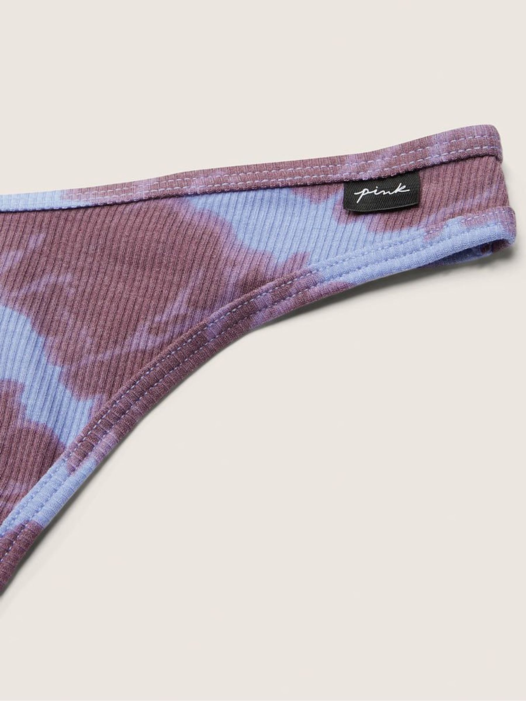 Tie Dye Dusty Periwinkle Blue Cotton Thong Knickers - Image 2 of 2