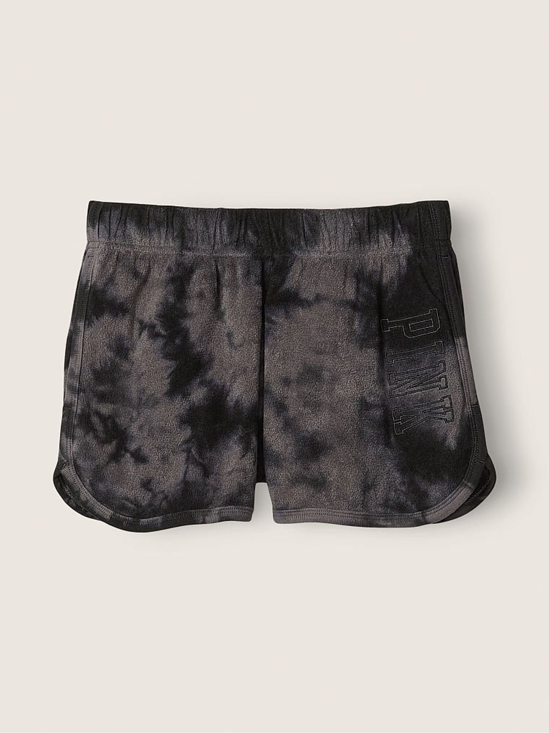 Pure Black Cloudy Tie Dye Beach Terry Varsity Short - Image 3 of 4