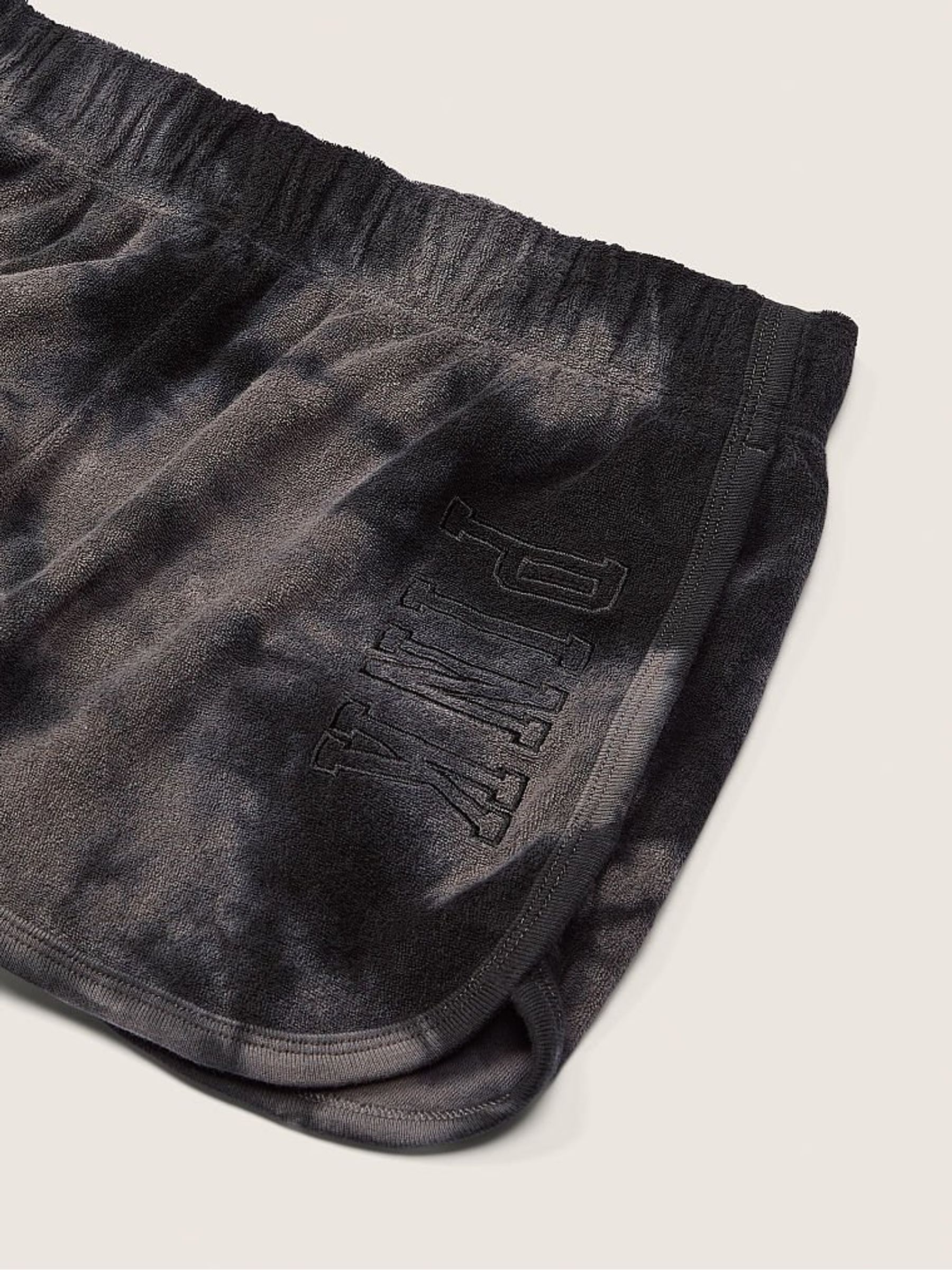 Pure Black Cloudy Tie Dye Beach Terry Varsity Short - Image 4 of 4