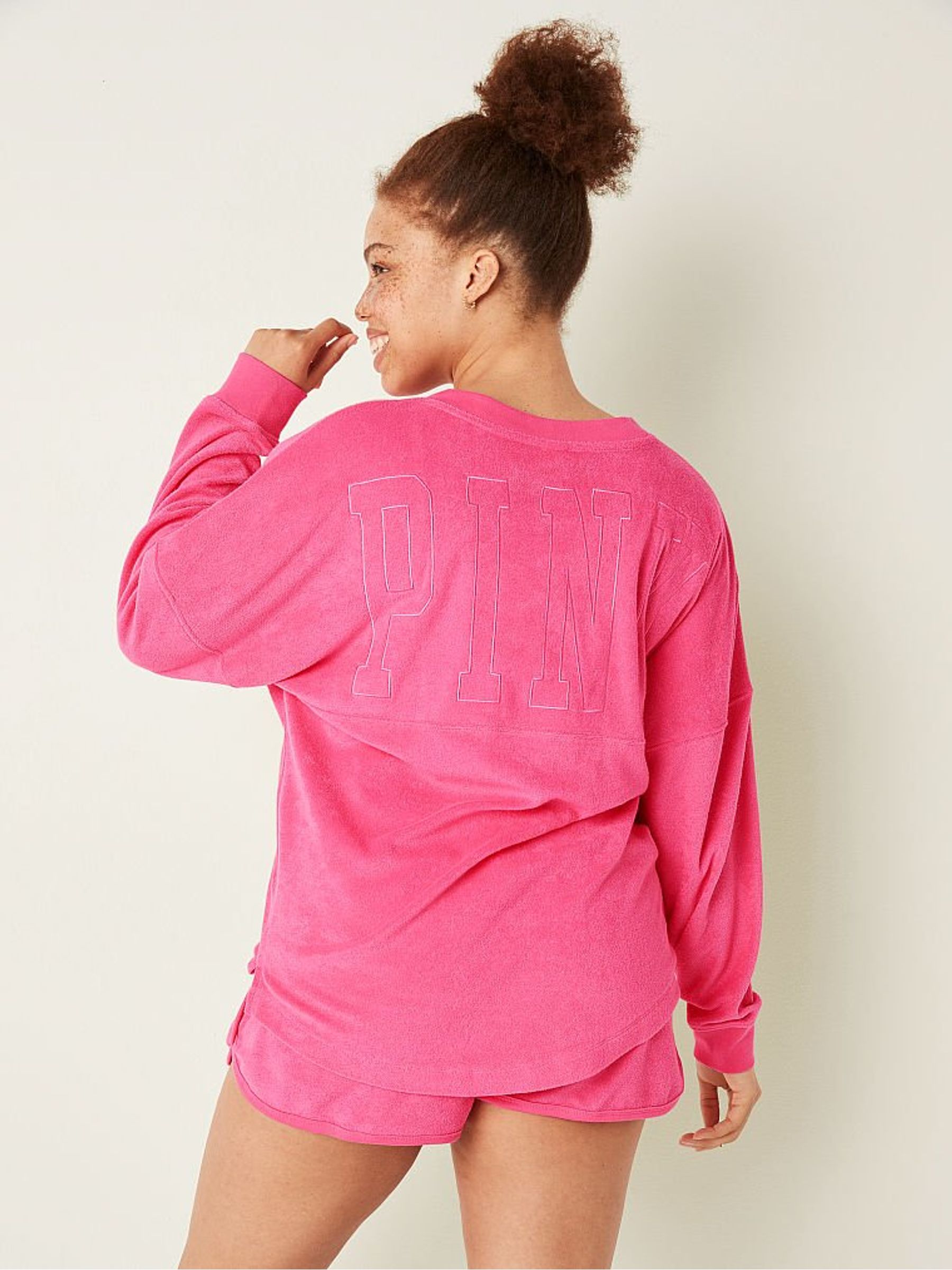 Capri Pink Beach Terry Varsity Short - Image 2 of 4