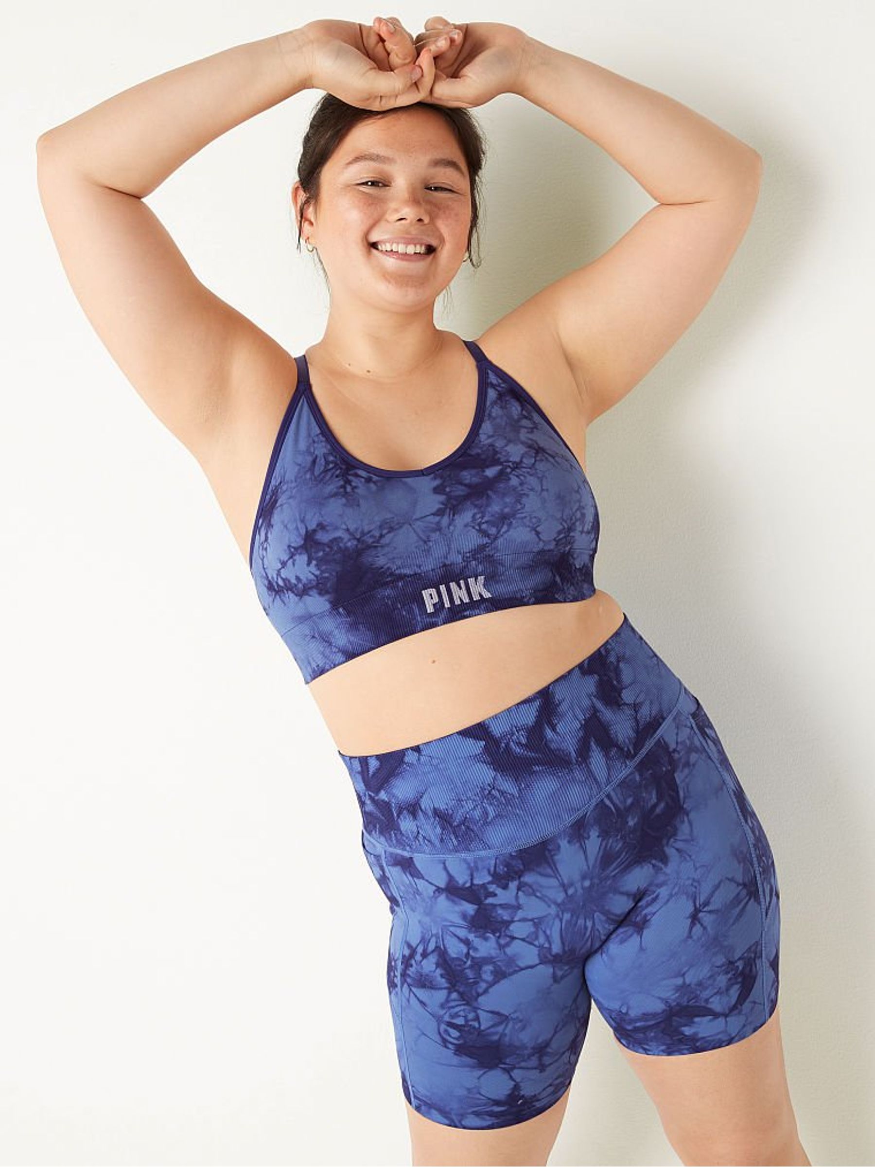 Tie Dye Blue Dawn Seamless Lightly Lined Low Impact Sports Bra - Image 1 of 4