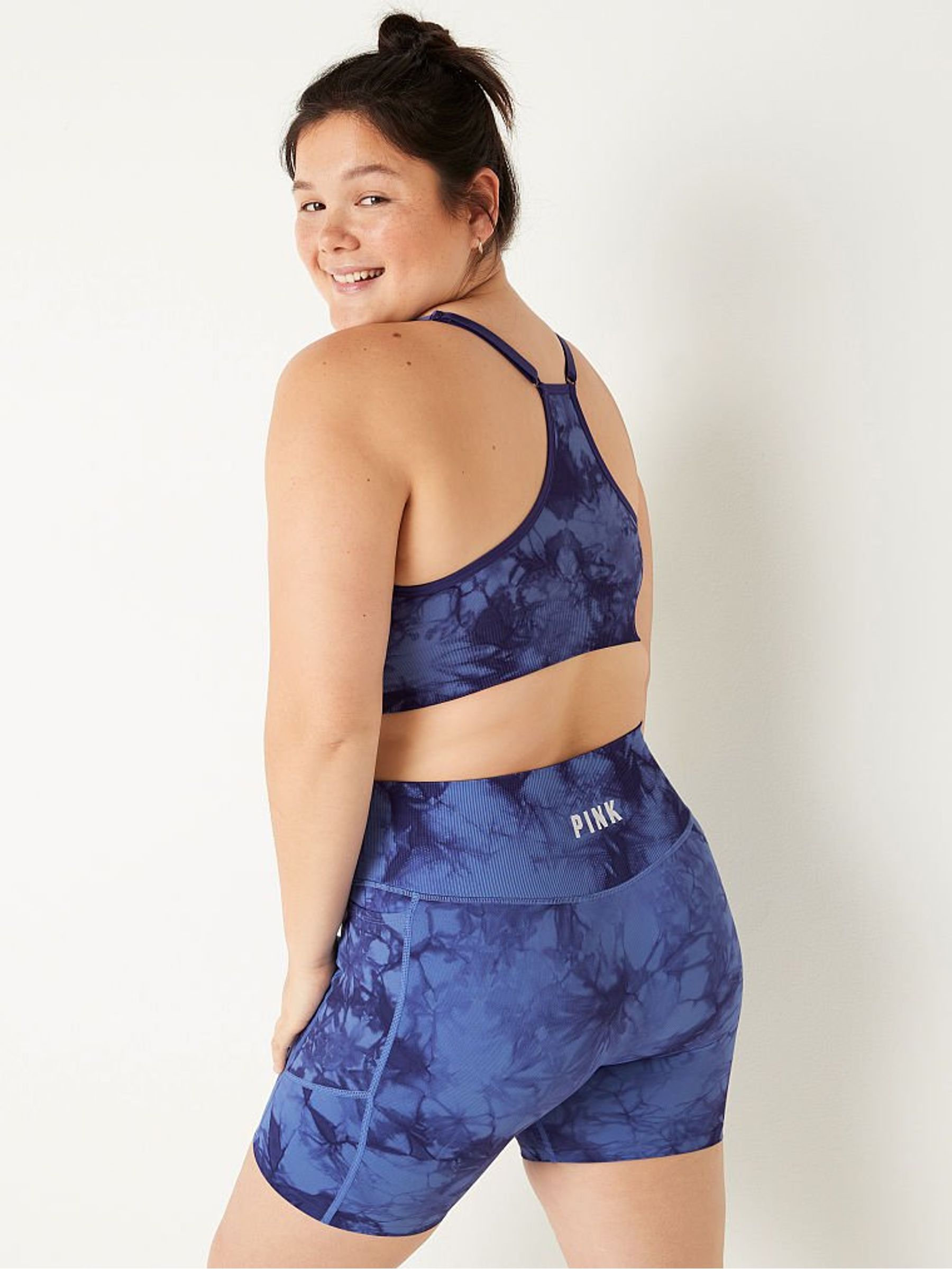 Tie Dye Blue Dawn Seamless Lightly Lined Low Impact Sports Bra - Image 2 of 4