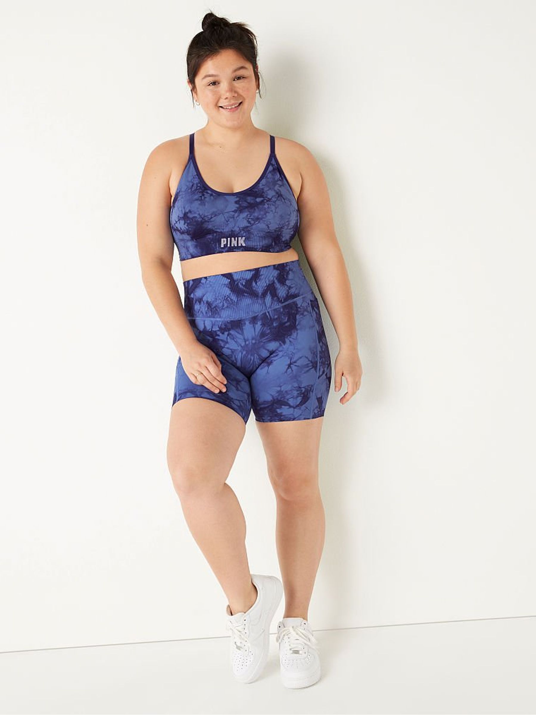 Tie Dye Blue Dawn Seamless Lightly Lined Low Impact Sports Bra - Image 3 of 4