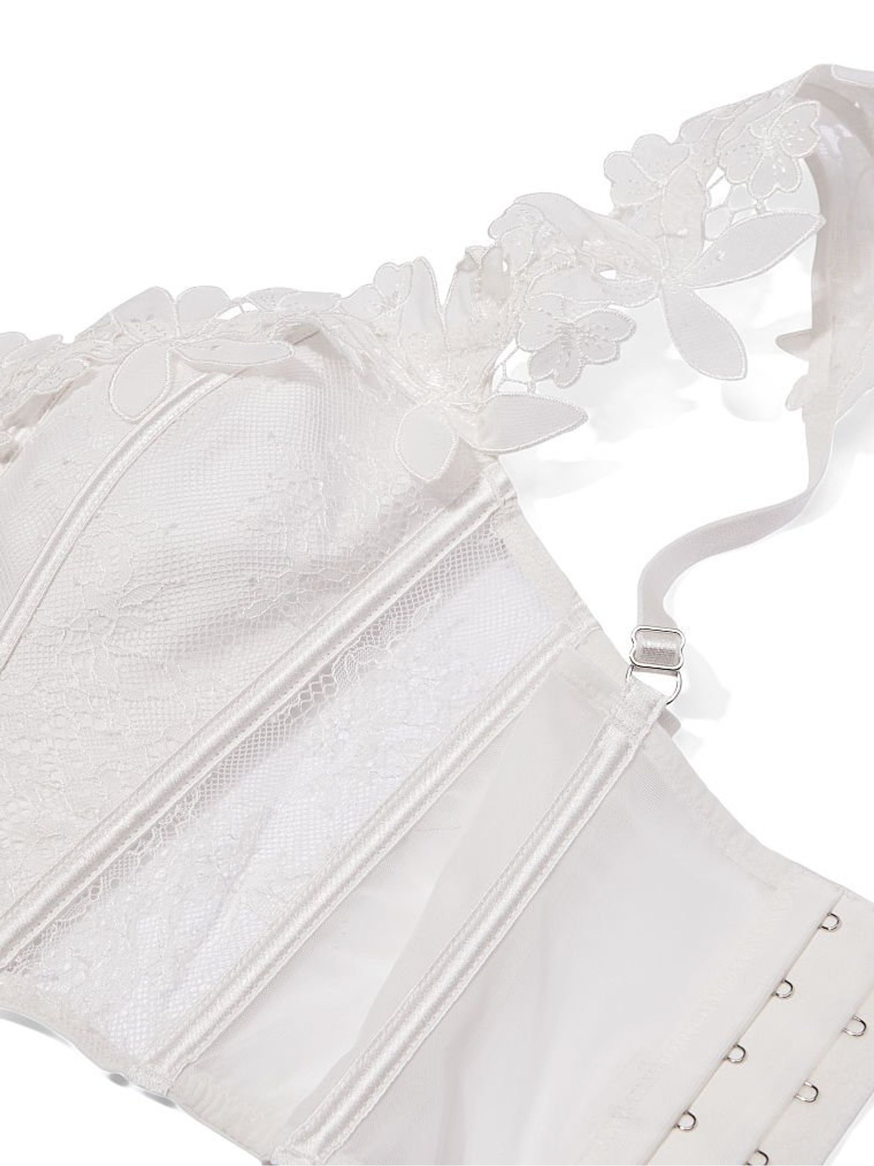 Coconut White Unlined Floral Embroidery Corset Top - Image 4 of 4