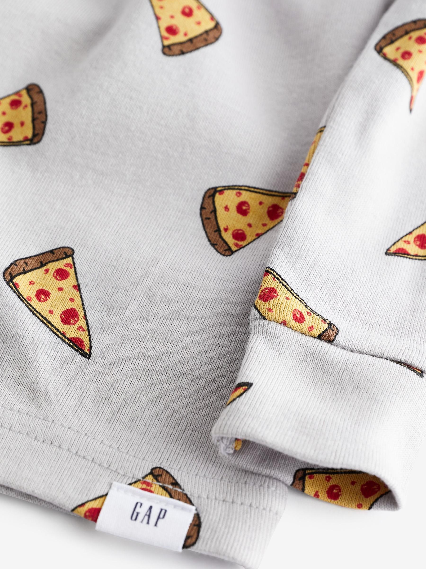 Grey Pizza Print Long Sleeve Pyjama Set - Image 3 of 4