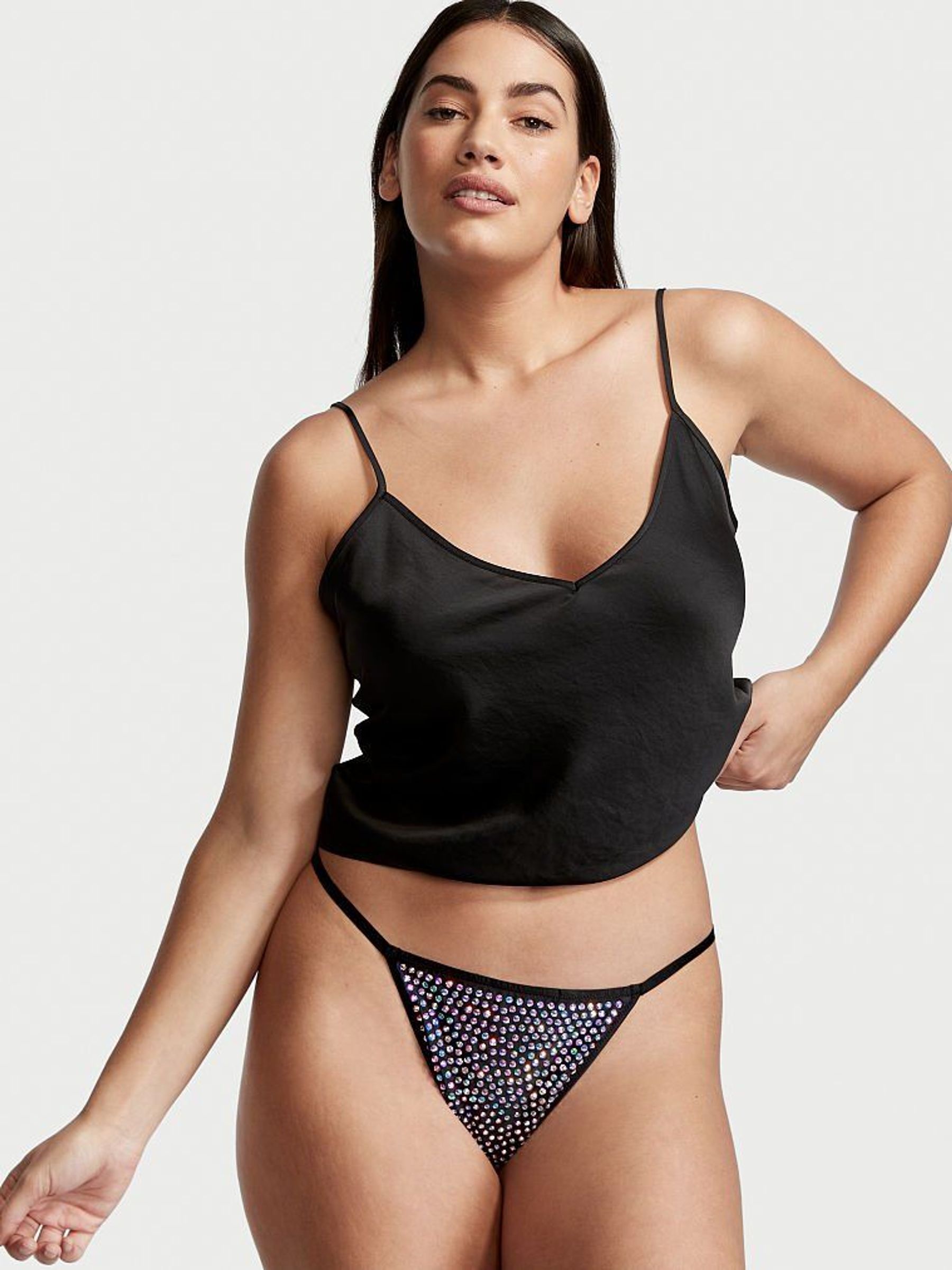 Black Subtle Shine G String Panty - Image 1 of 4