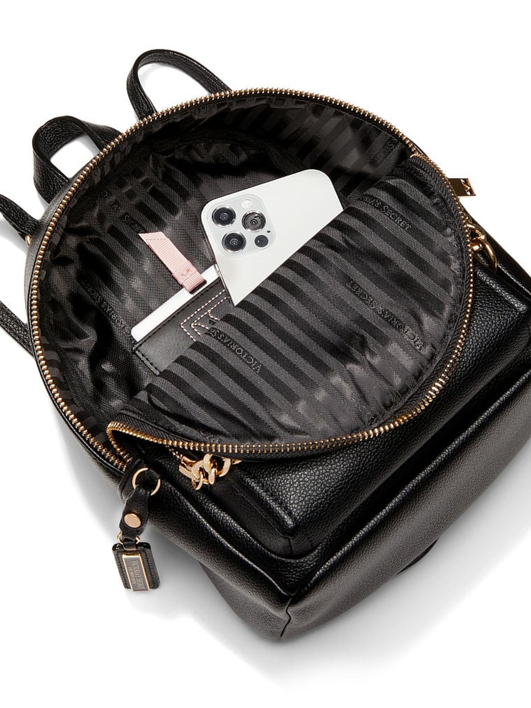 Victoria\'s Secret Cream Mini Backpack with Grommet Detail Black Grommet The Victoria Small Backpack | Victoria main image 3
