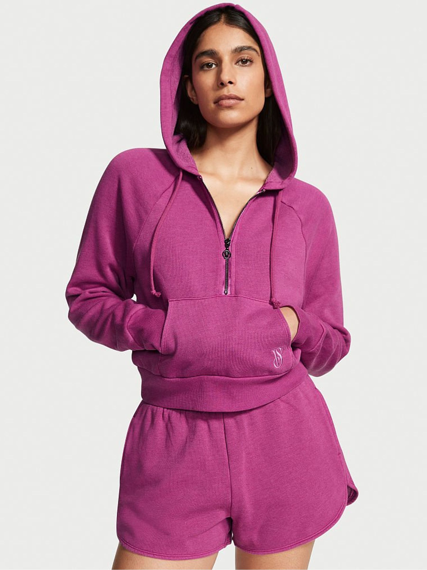 Raspberry Cooler Graphic Cotton Fleece HalfZip Hoodie | Victoria's