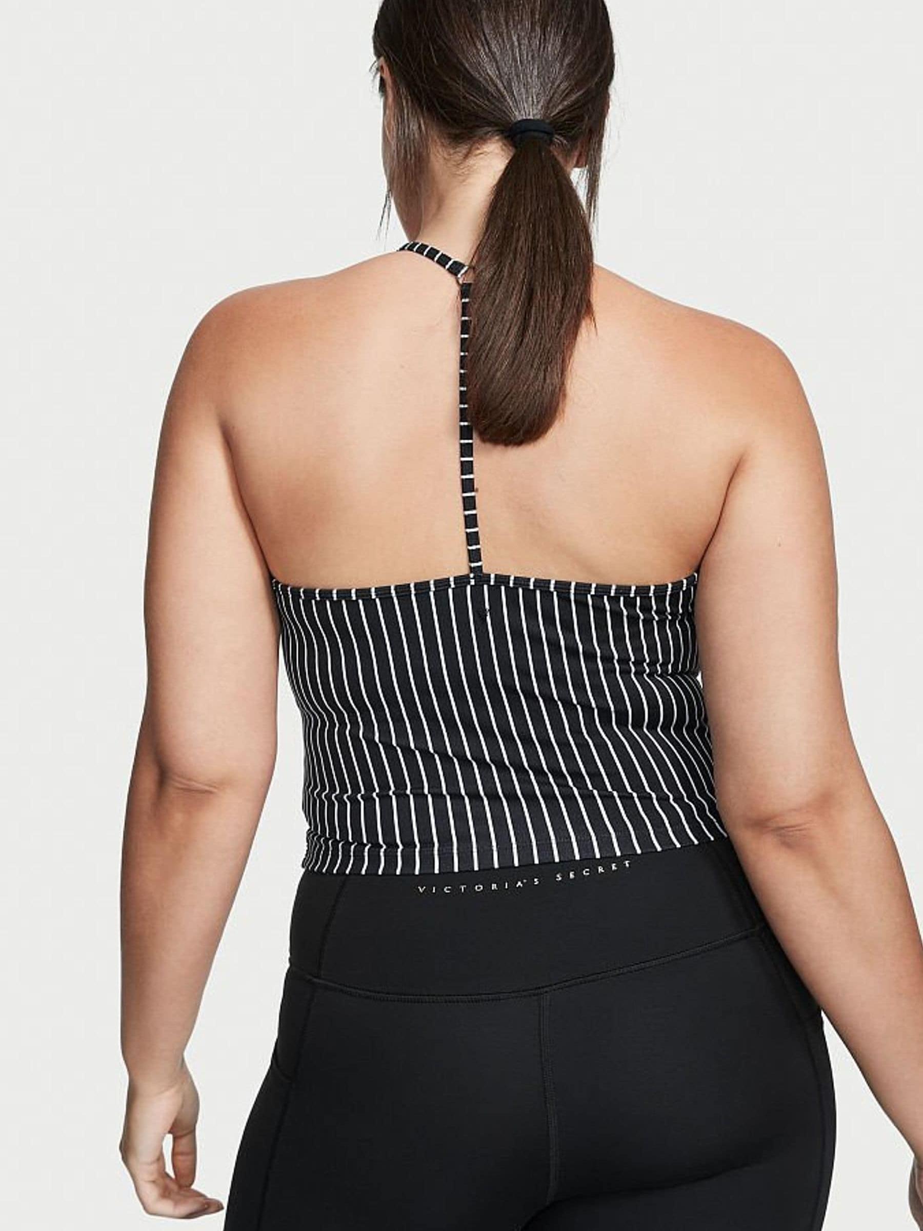 Black and White Stripe Seamless Racerback Tank Top - Image 2 of 3