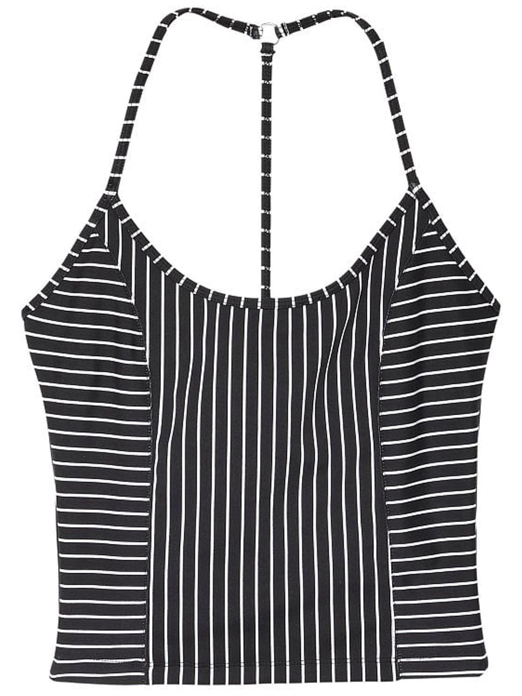 Black and White Stripe Seamless Racerback Tank Top - Image 3 of 3