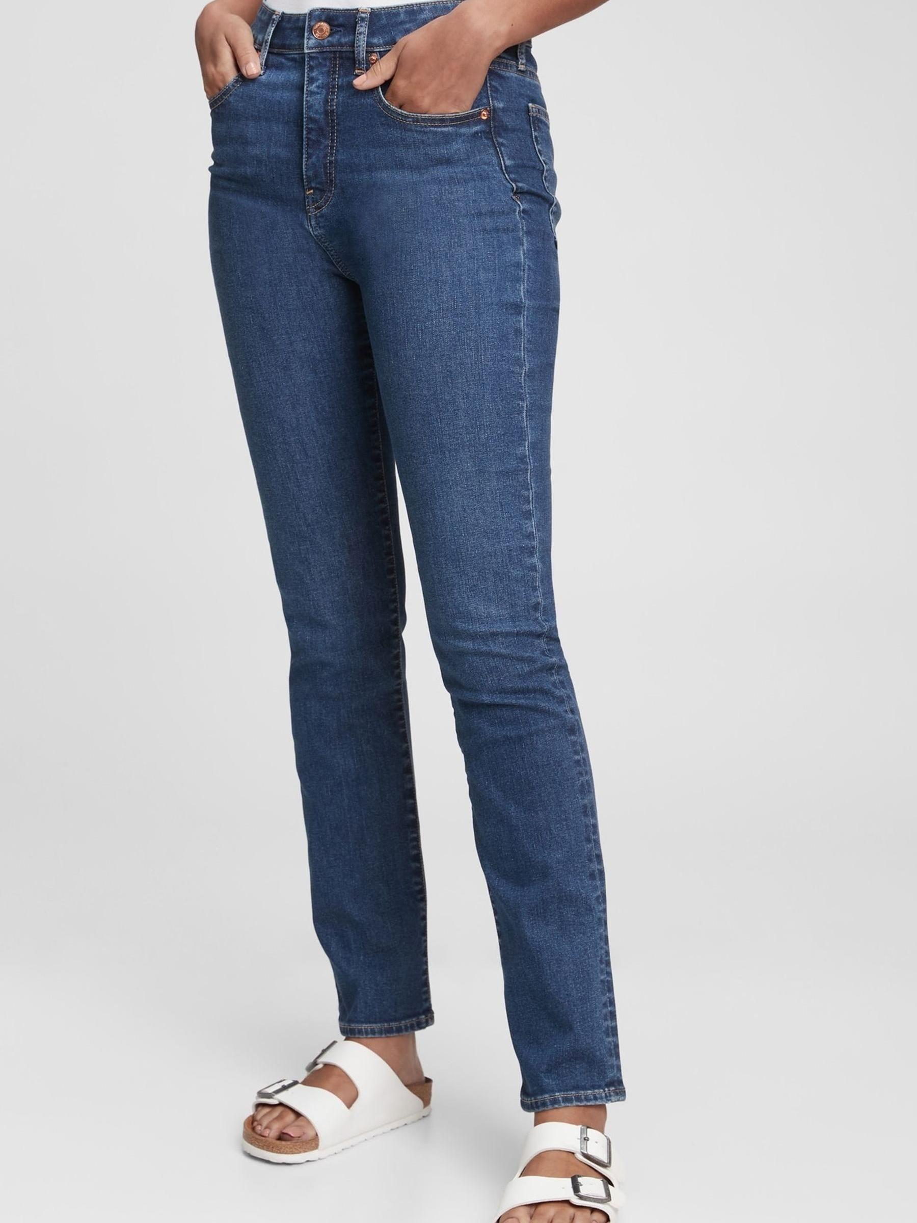 Medium Blue High Rise Classic Straight Jeans - Image 1 of 5