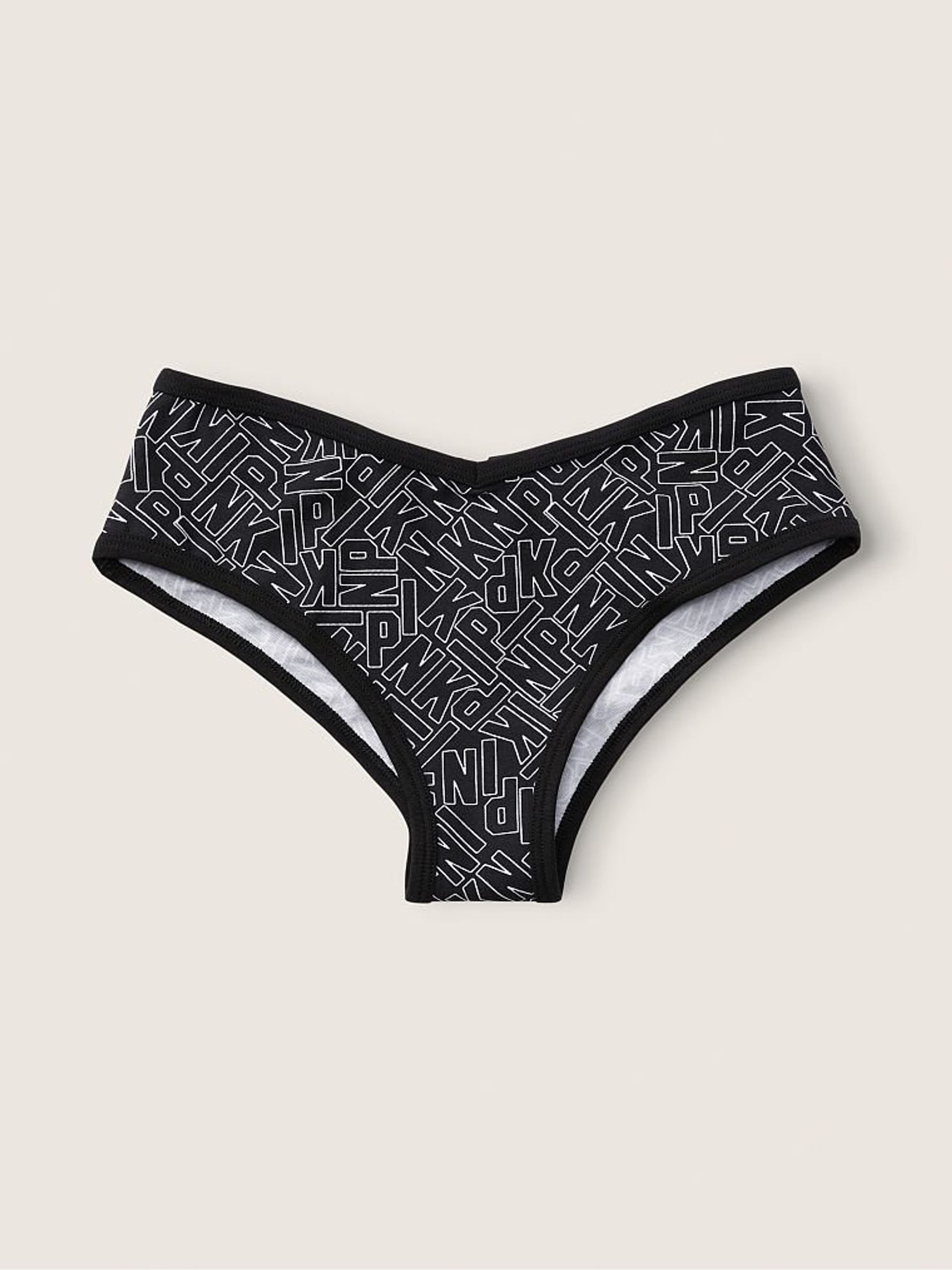 Logo Print Pure Black Cotton Cheeky Knickers - Image 1 of 2