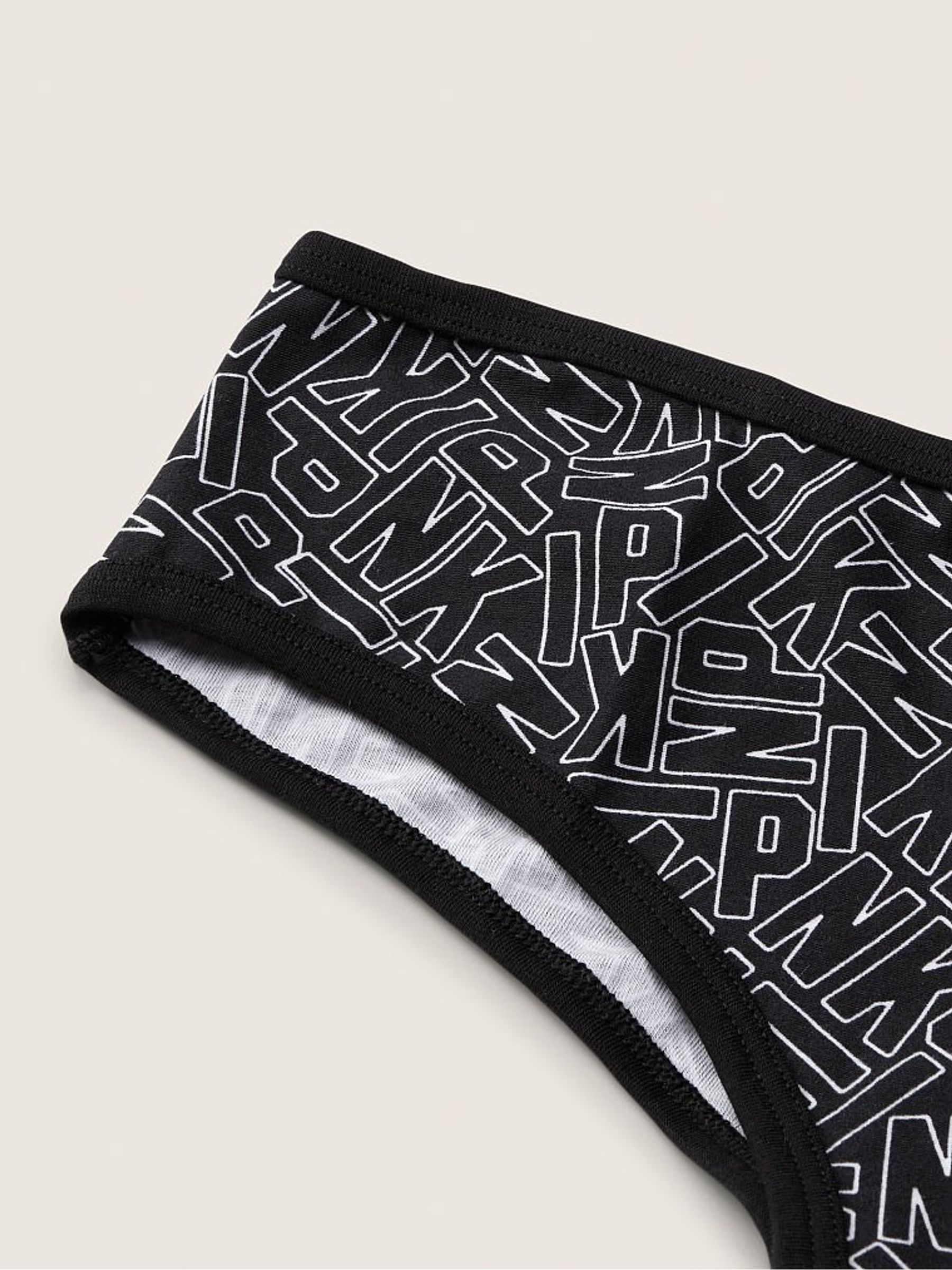 Logo Print Pure Black Cotton Cheeky Knickers - Image 2 of 2