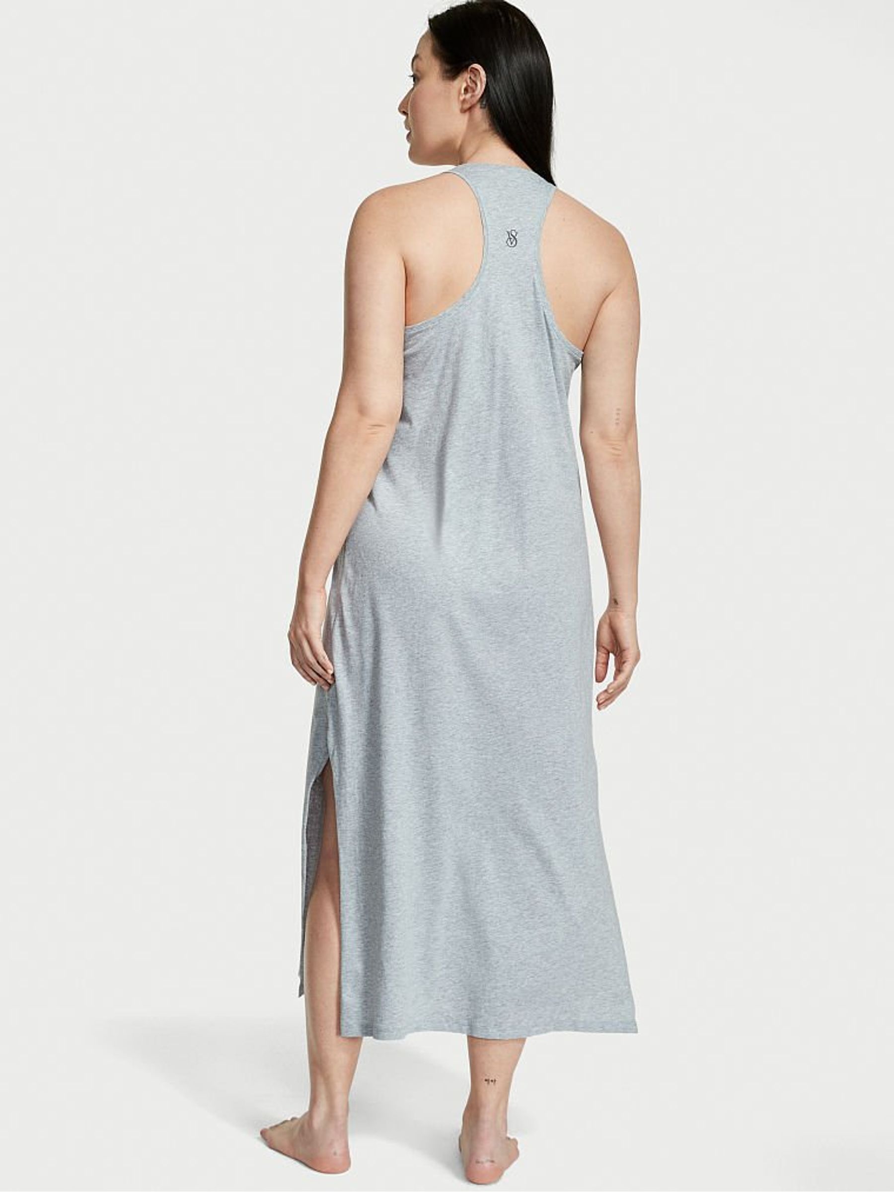 Heather Gray Lightweight Cotton Tank Maxi Sleepshirt - Image 2 of 3