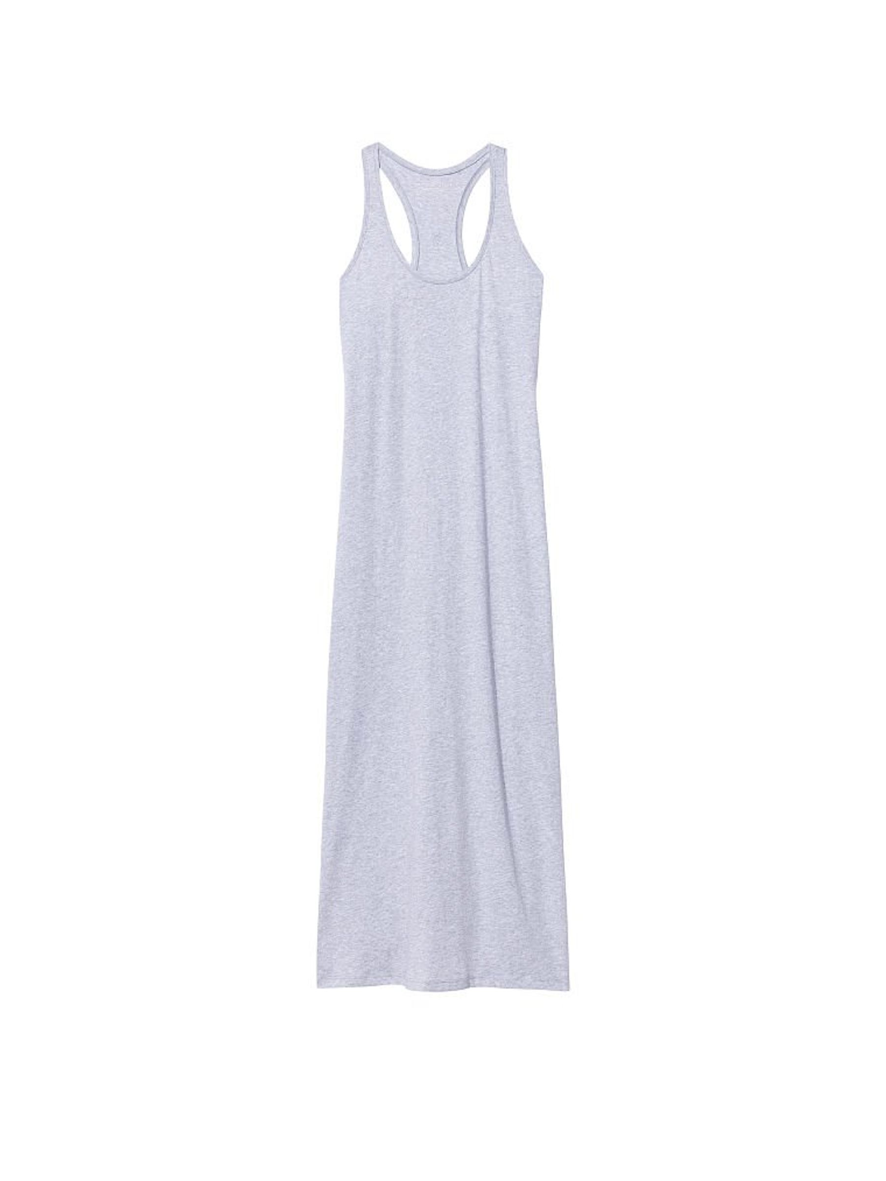 Heather Gray Lightweight Cotton Tank Maxi Sleepshirt - Image 3 of 3