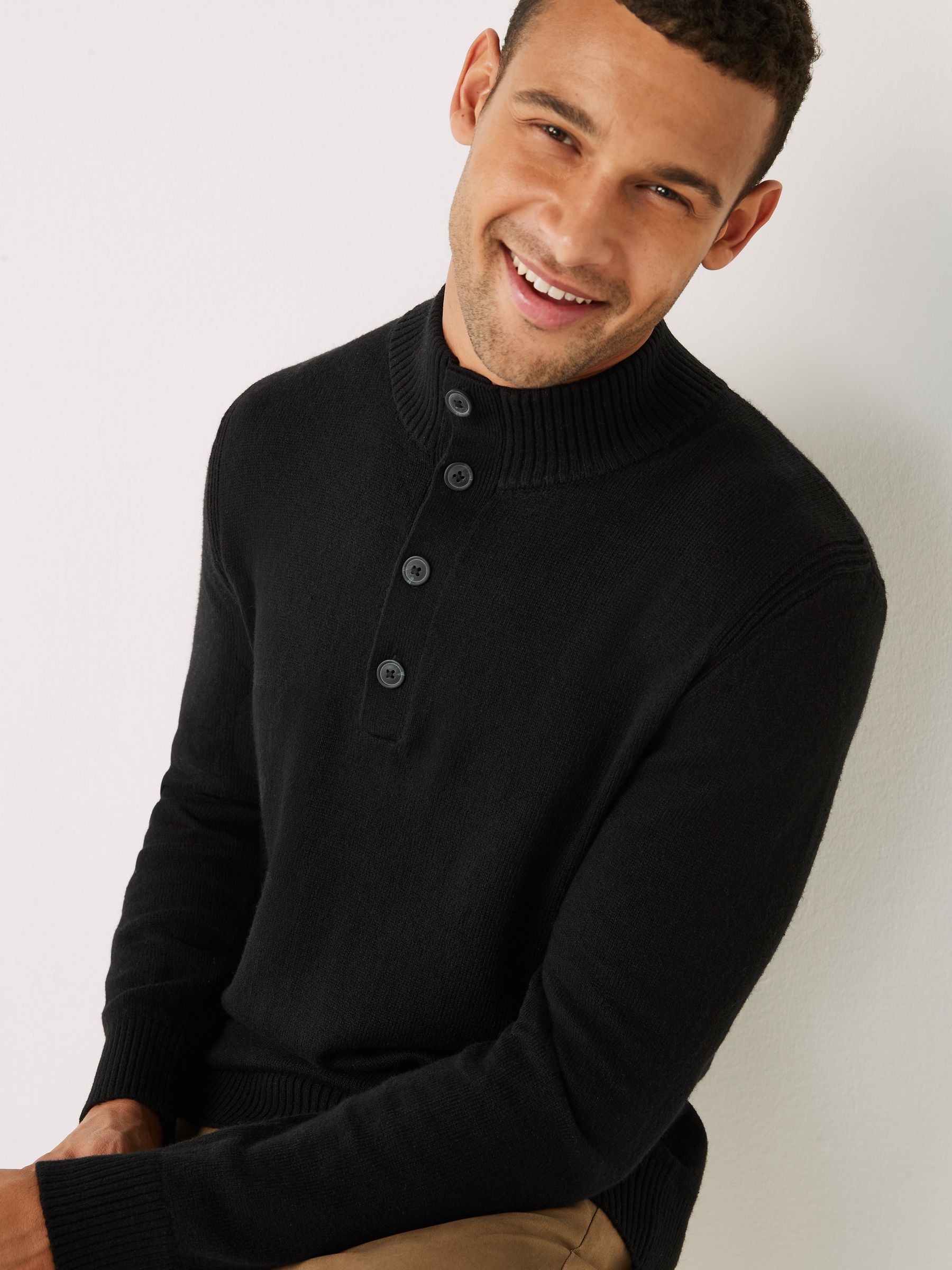 Black Button-Neck Jumper - Image 3 of 4