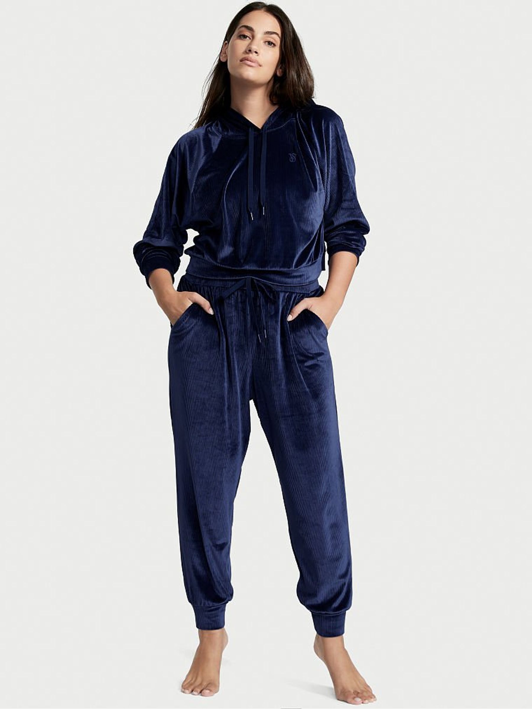 Ensign Graphic Blue Velour Rib Jogger - Image 3 of 4