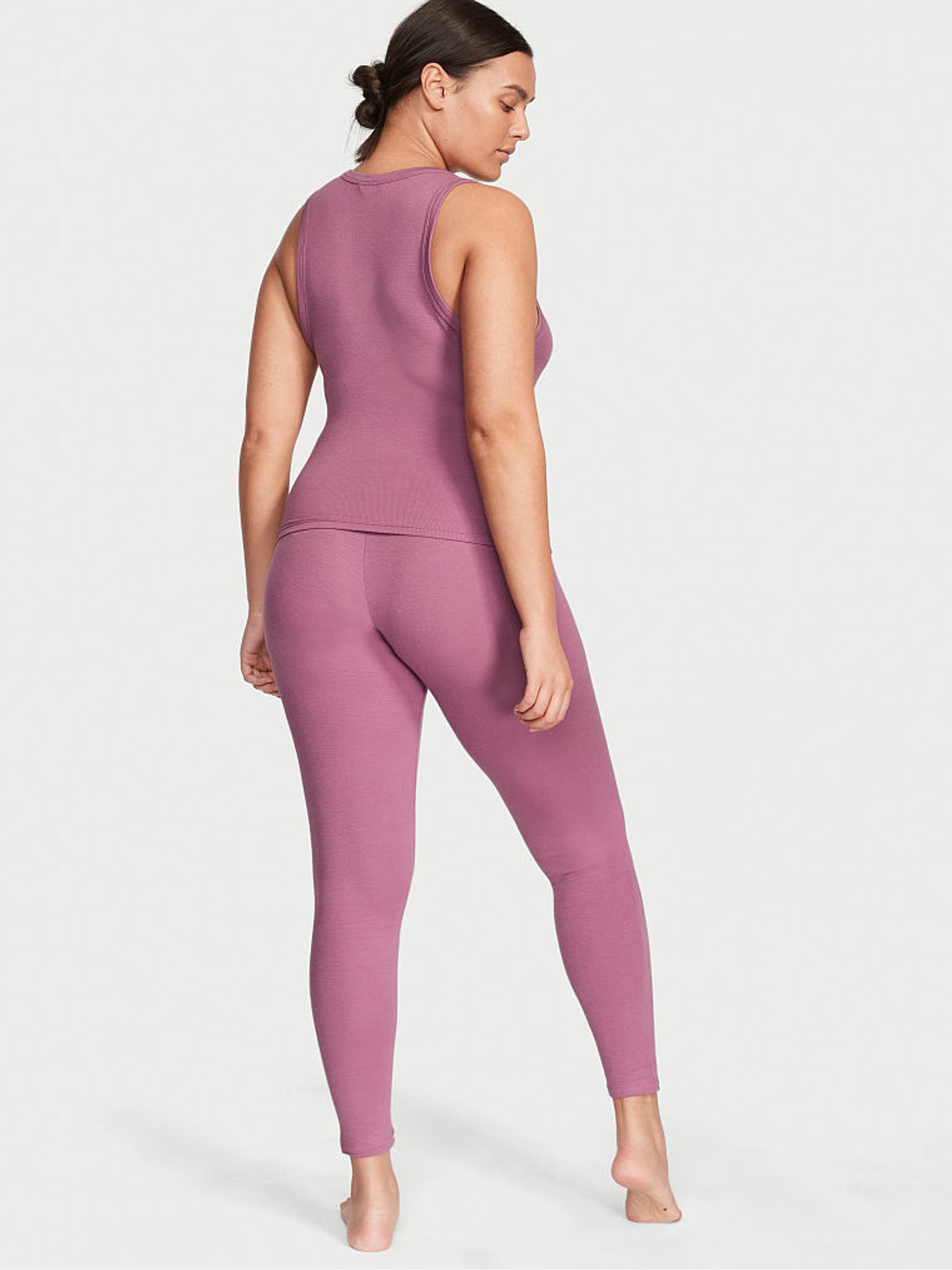 Bordeaux Pink Ribbed Modal Tank Legging Set - Image 2 of 4