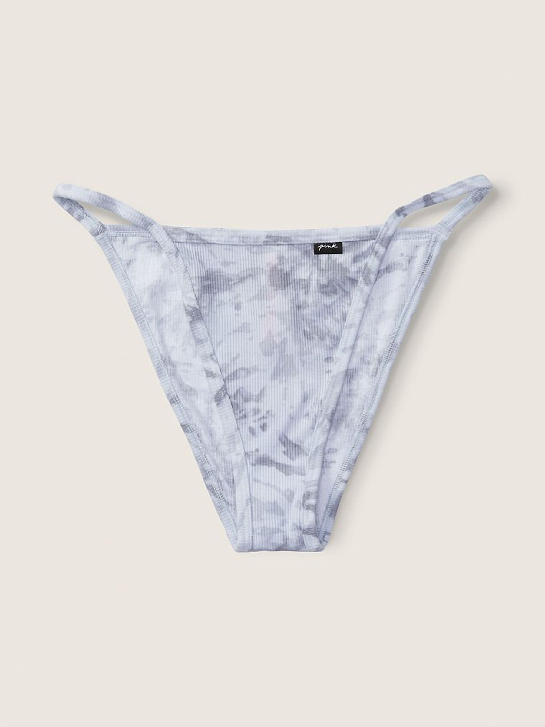 Artic Ice Tie Dye Print Blue Cotton High Leg String Bikini Knickers - Image 1 of 1