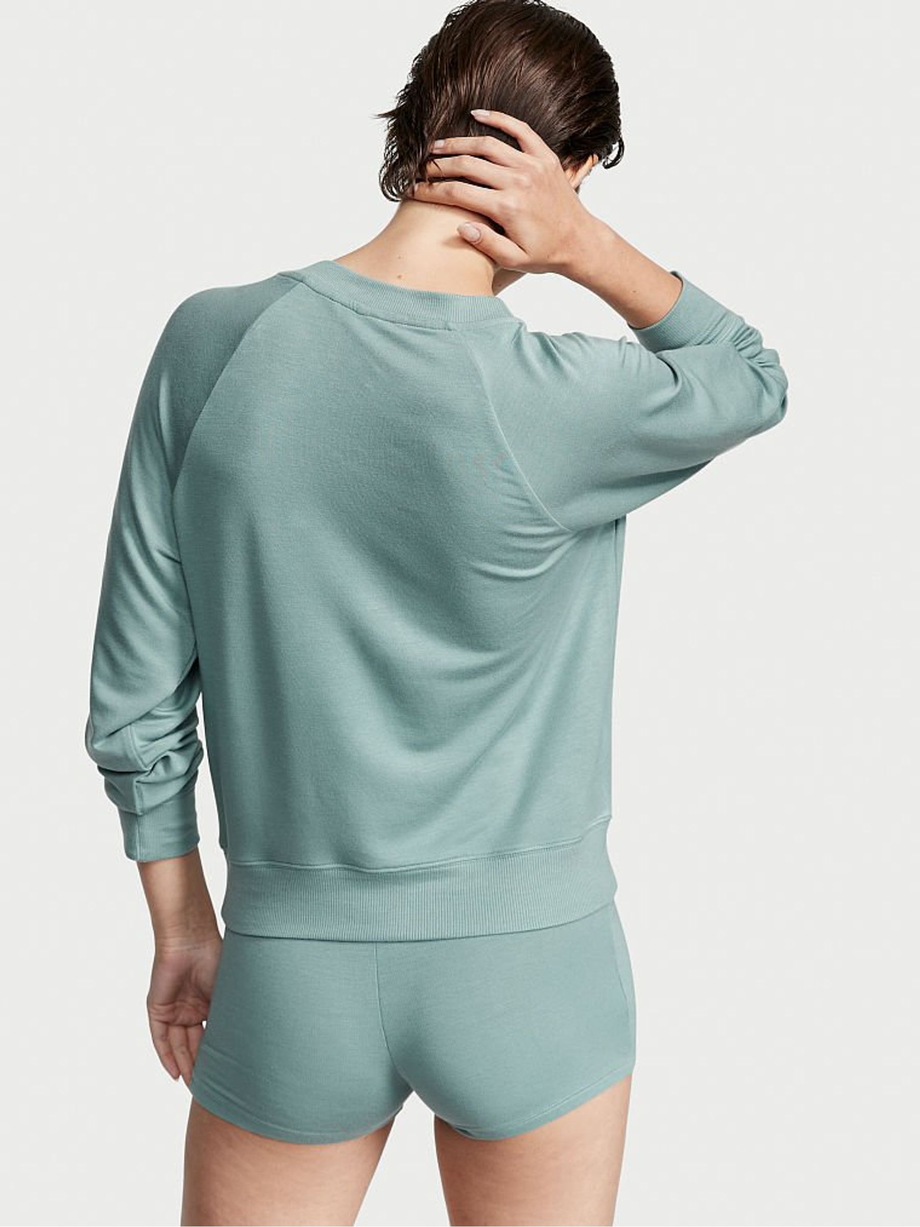 Sage Dust Green Modal Terry Crewneck Short Pyjama - Image 2 of 4