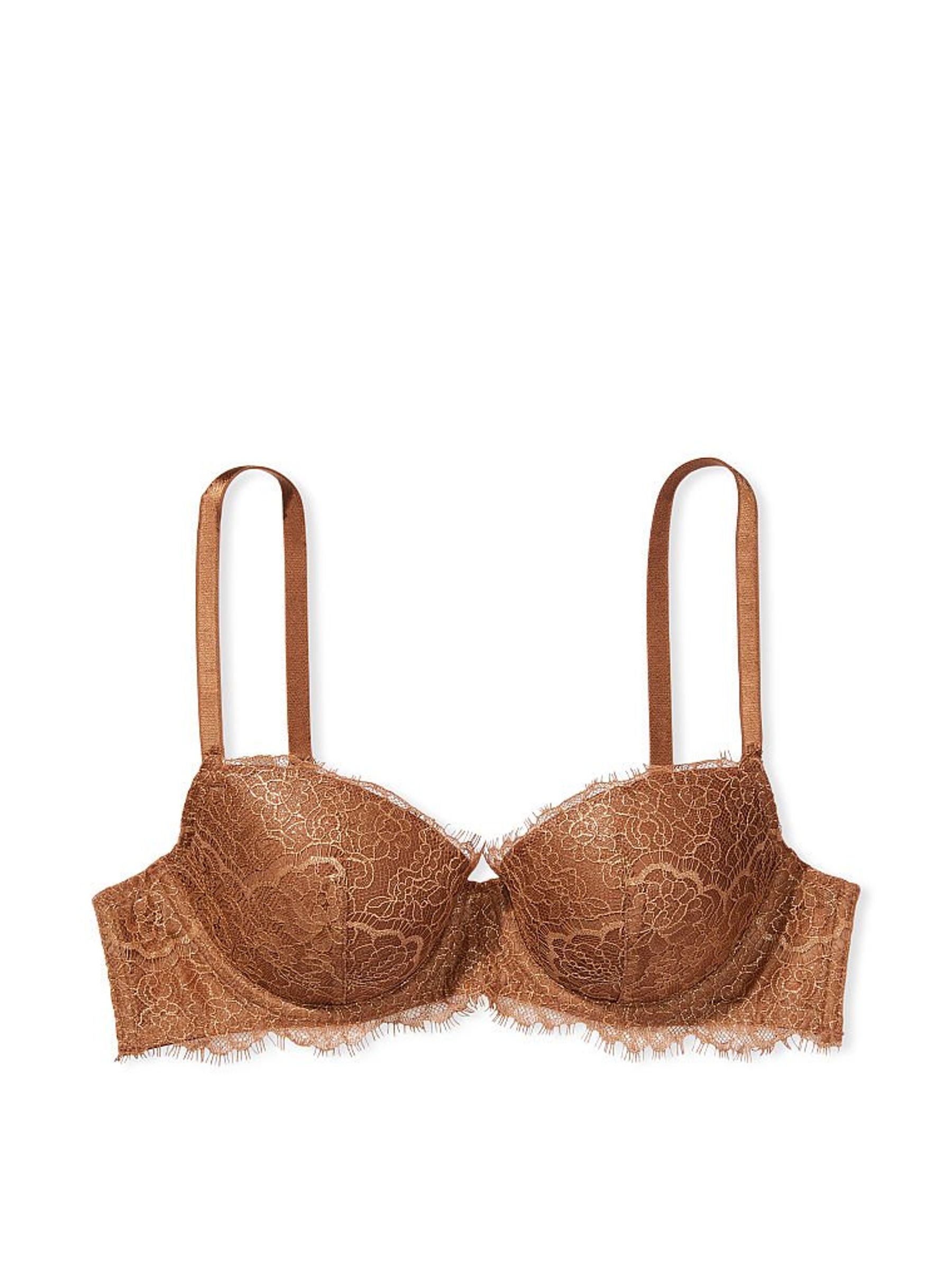 Caramel Kiss Brown Lightly Lined Lace Demi Bra - Image 3 of 4