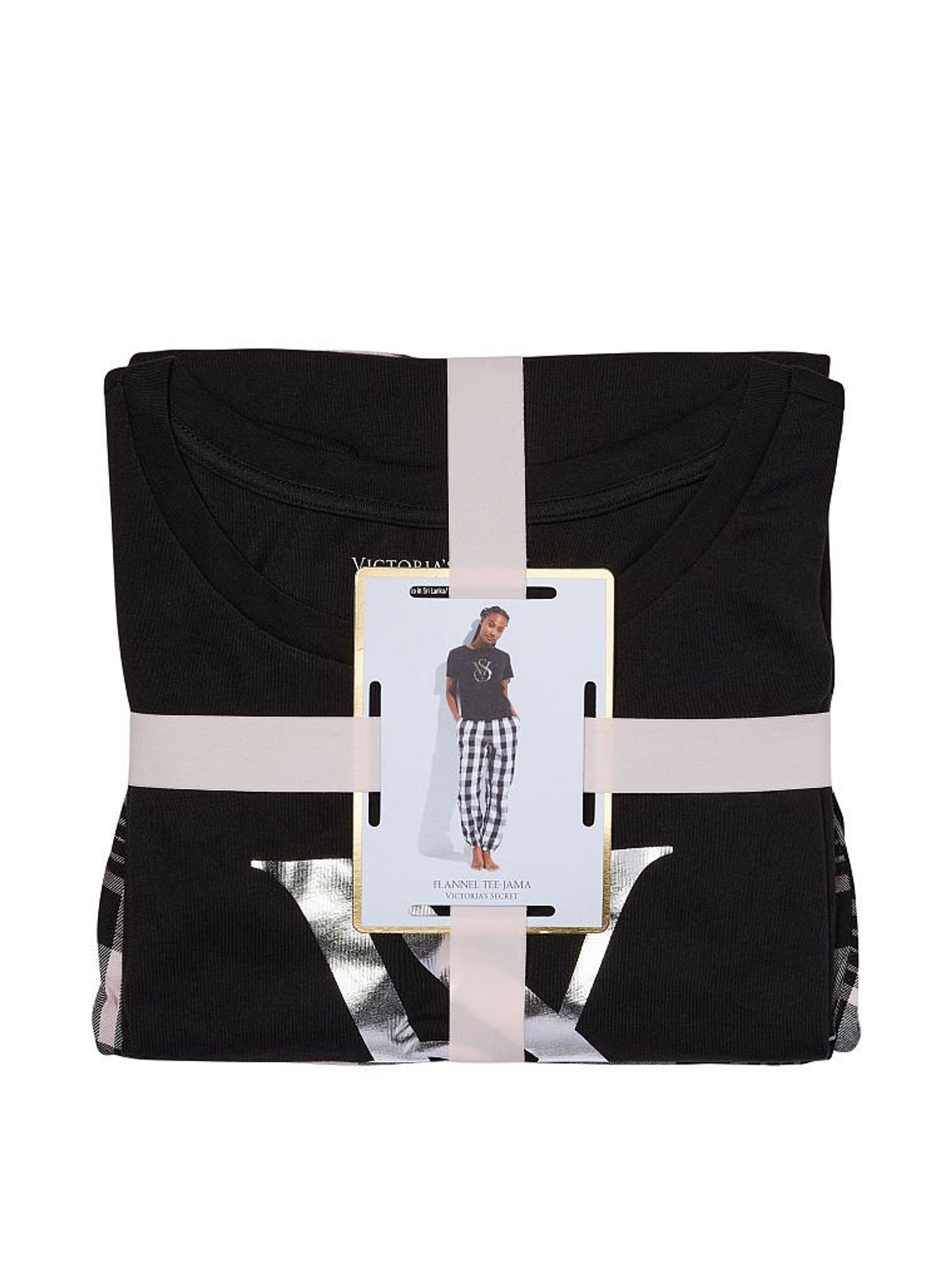 White and Black Plaid Short Sleeve Long Flannel Pyjamas - Image 4 of 4