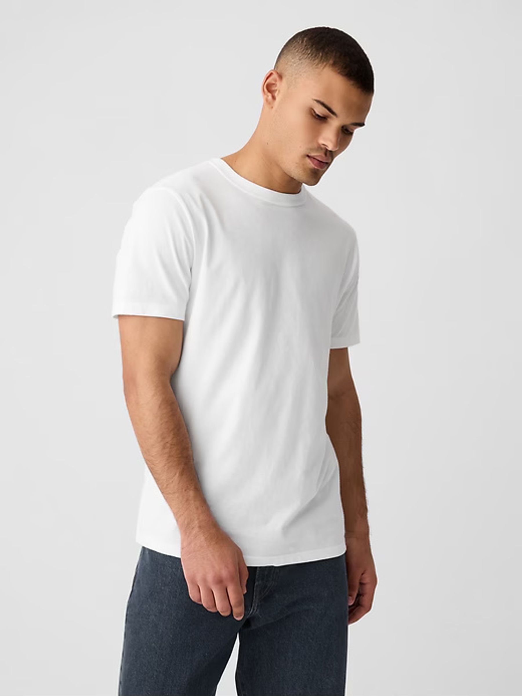 White Short Sleeve Everyday 100% Cotton Crew Neck T-Shirt - Image 1 of 4