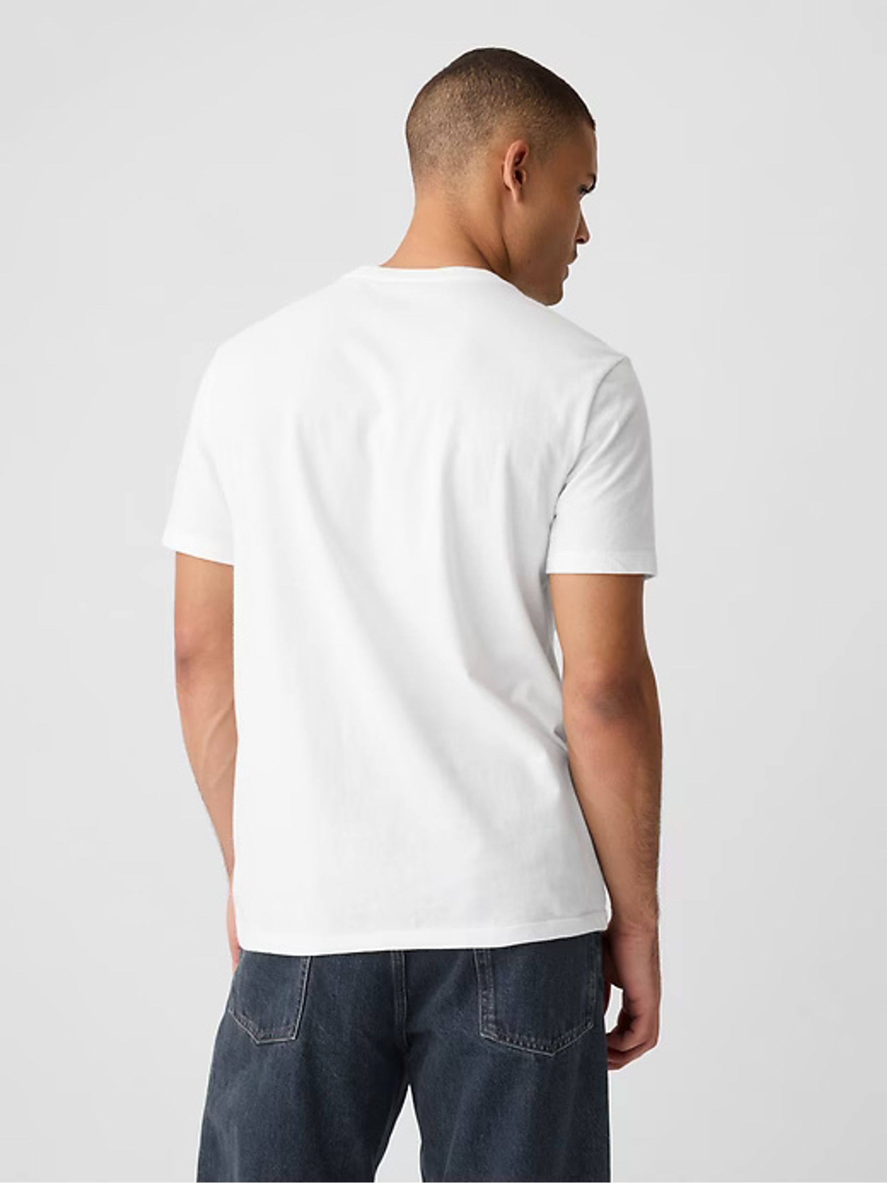 White Short Sleeve Everyday 100% Cotton Crew Neck T-Shirt - Image 2 of 4