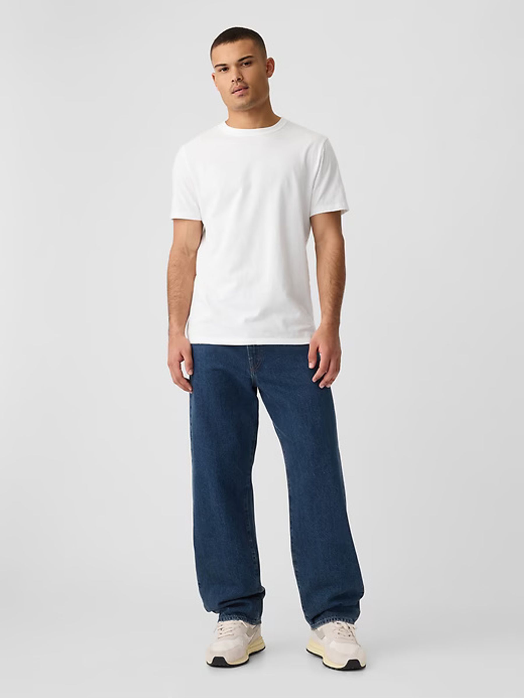 White Short Sleeve Everyday 100% Cotton Crew Neck T-Shirt - Image 3 of 4