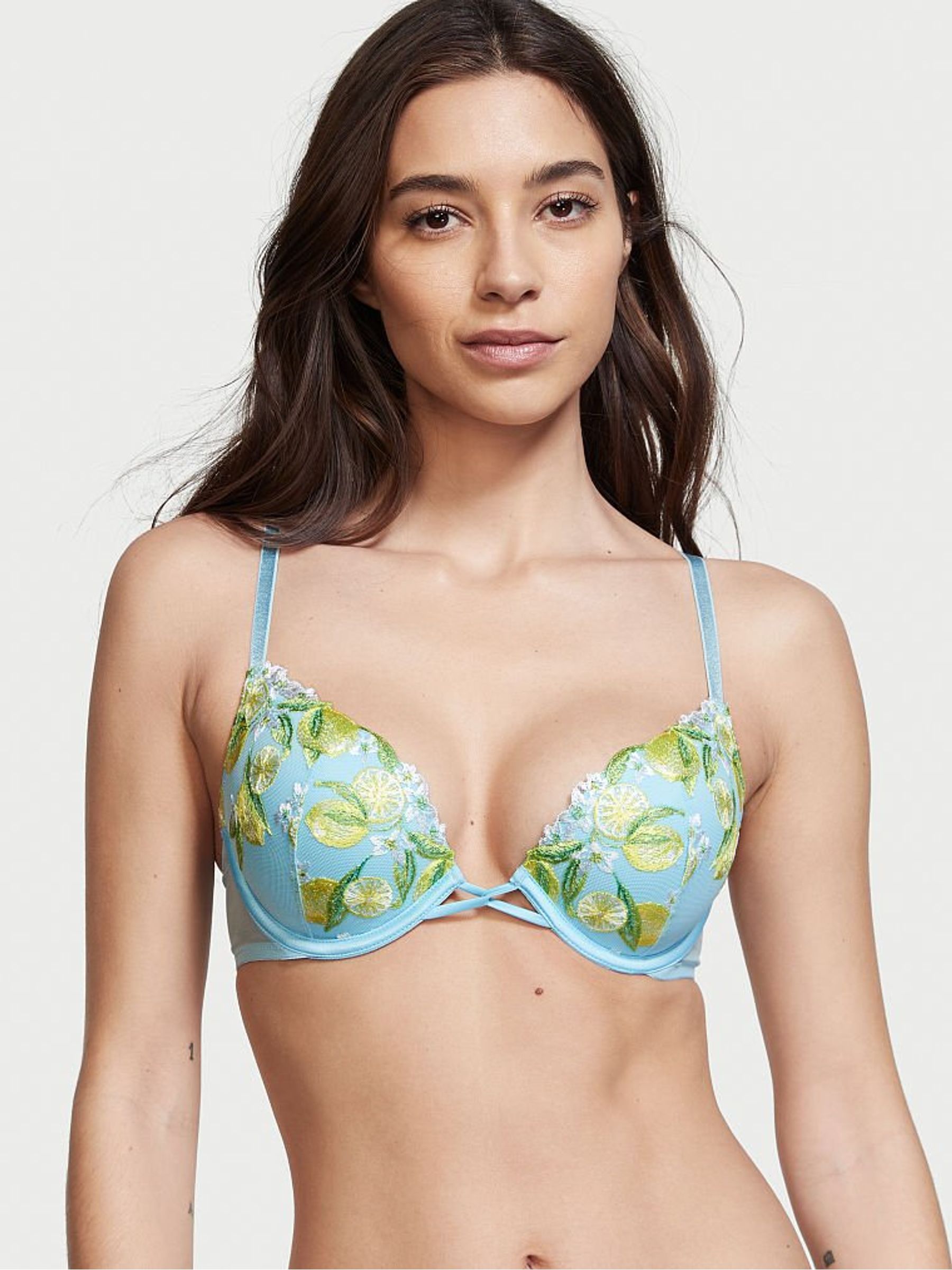 Breaker Blue Embroidered Push Up Bra - Image 1 of 4