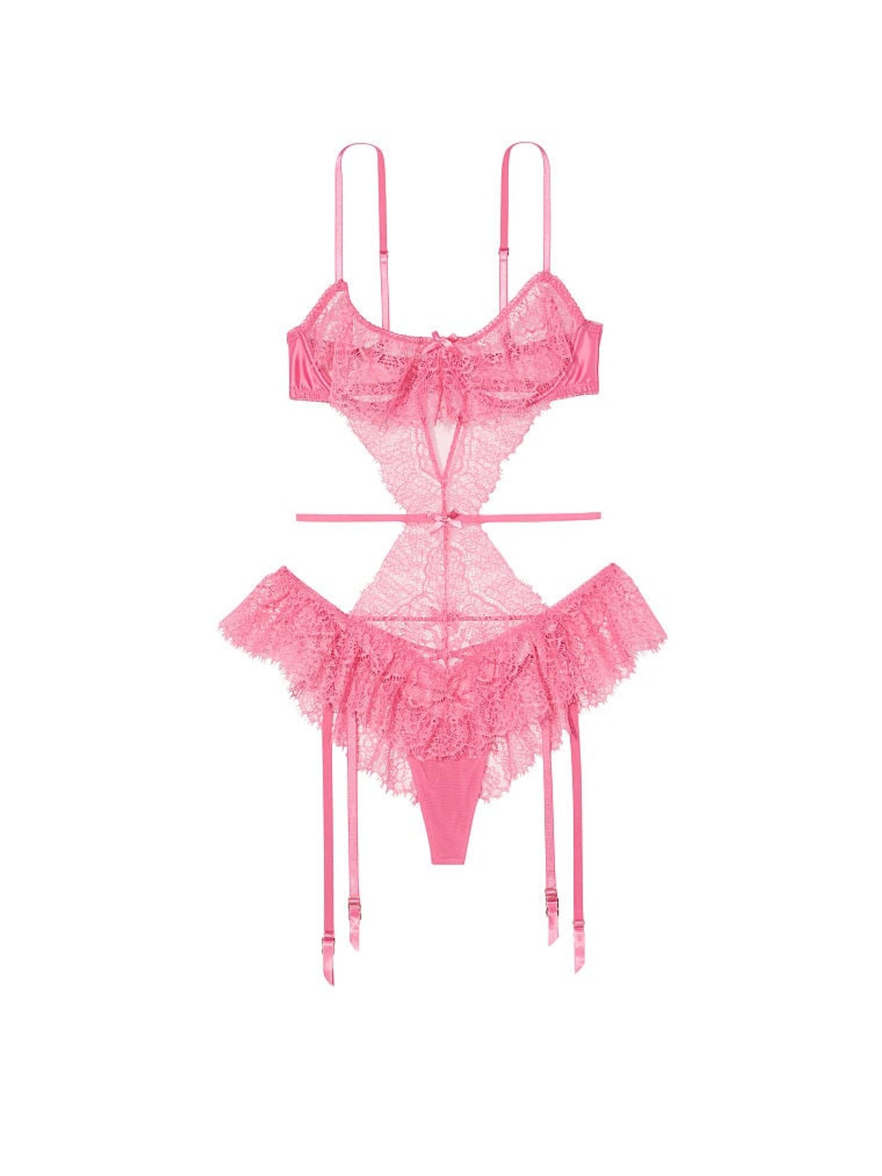 Dahlia Pink Lace Peekaboo Teddy - Image 4 of 4