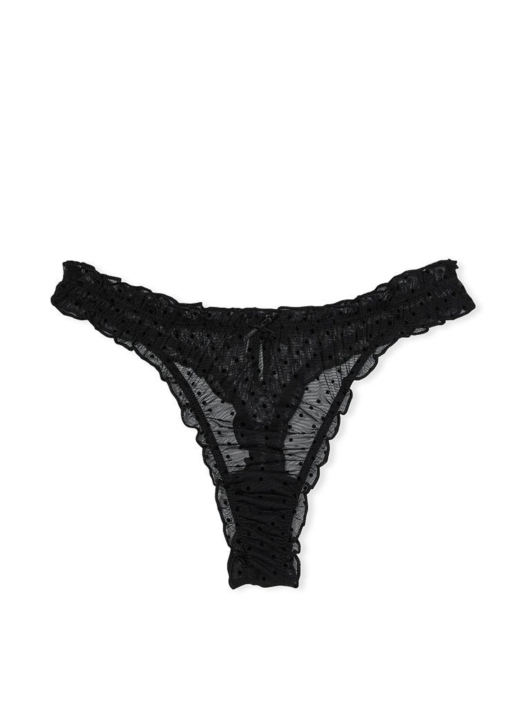 Black Mesh Thong Knickers - Image 4 of 5