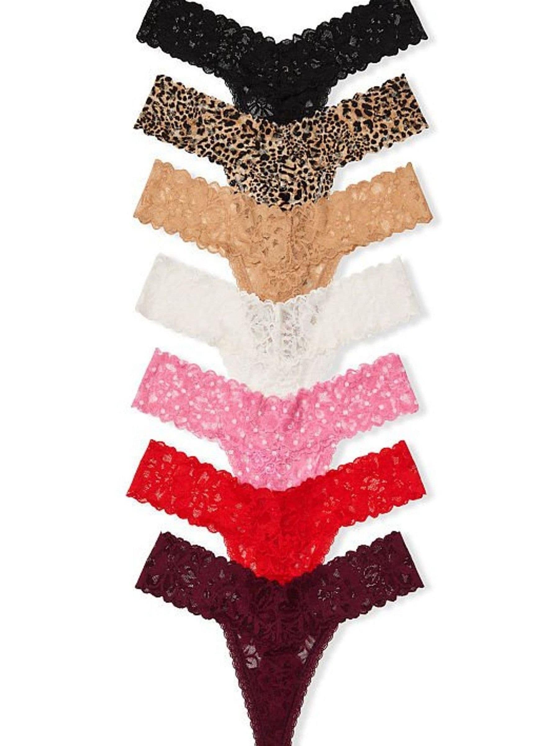 Black/Nude/Red/Pink/Leopard Thong 7 Pack Knickers - Image 1 of 1