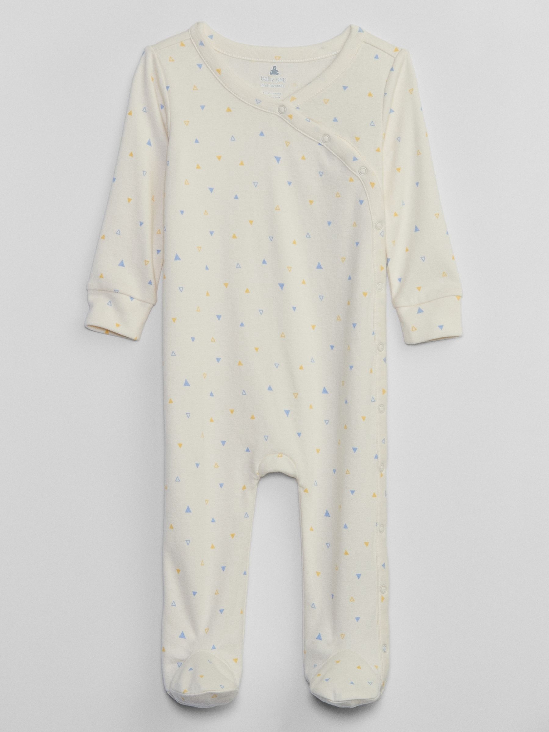 White Print Long Sleeve Baby Sleepsuit (Newborn - 9mths) - Image 1 of 1