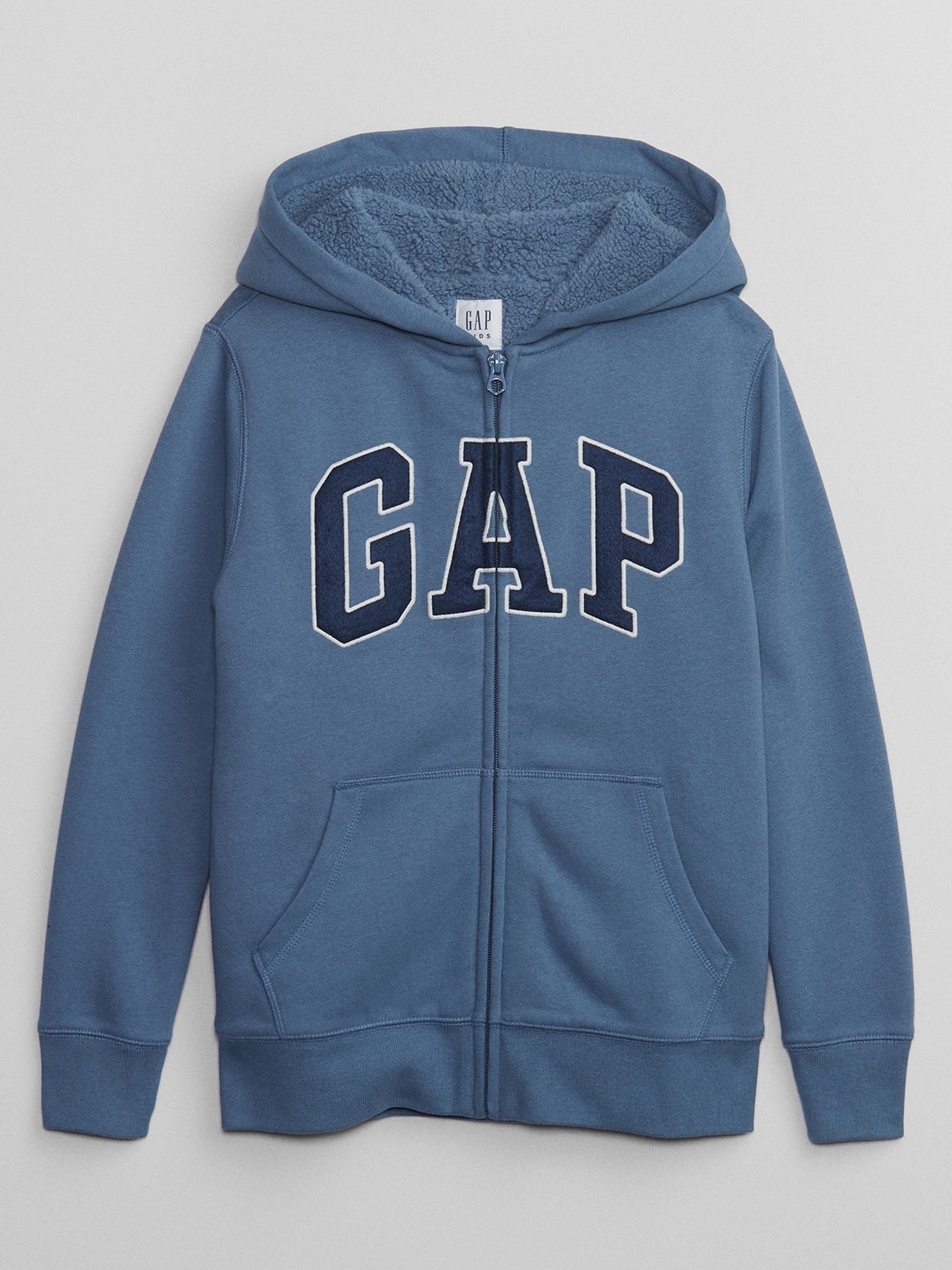Blue Logo Sherpa Lined Zip Up Kids Hoodie (4-13yrs) - Image 1 of 2